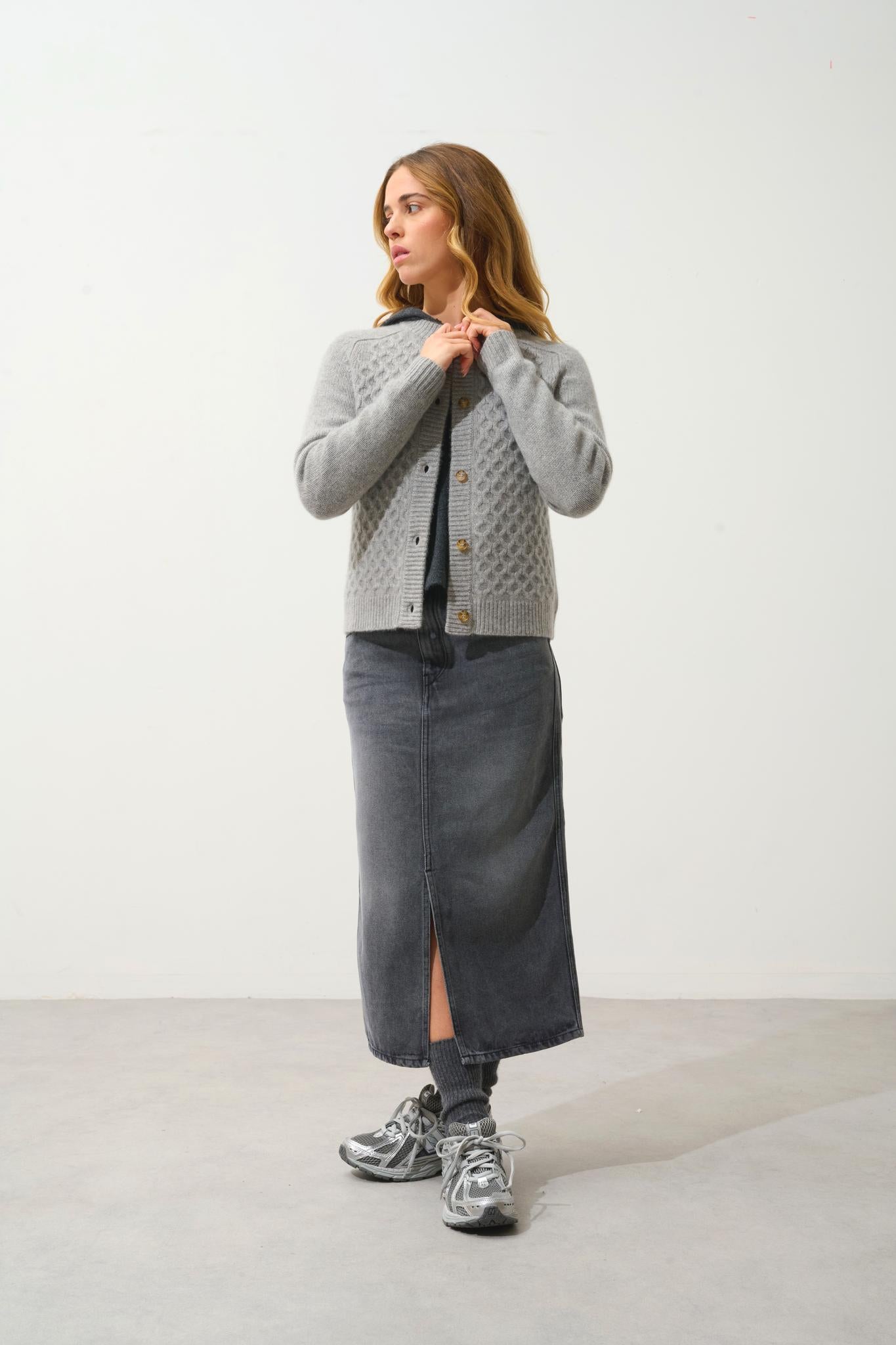 JINPA 8-thread mottled cloud cardigan 100% cashmere