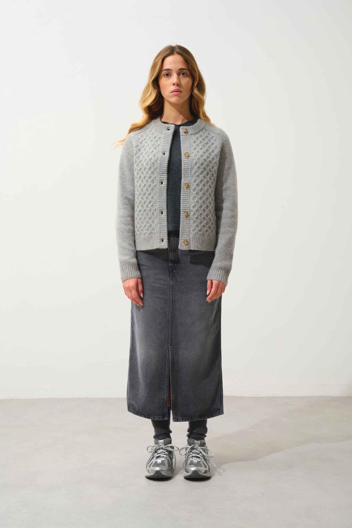 JINPA 8-thread mottled cloud cardigan 100% cashmere