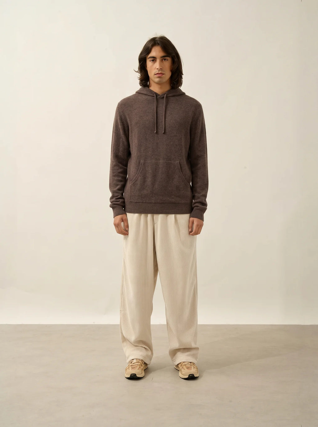 CASPER Pull Capuche Poche Kangourou Taupe Chiné