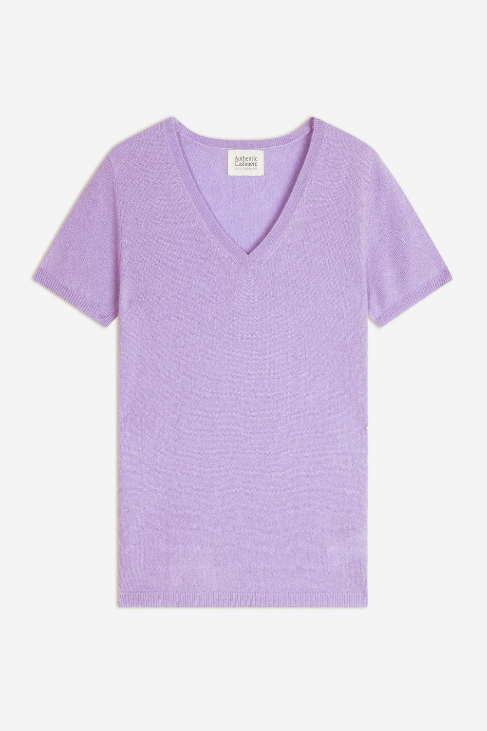 kali t-shirt col v mauve 100% cachemire