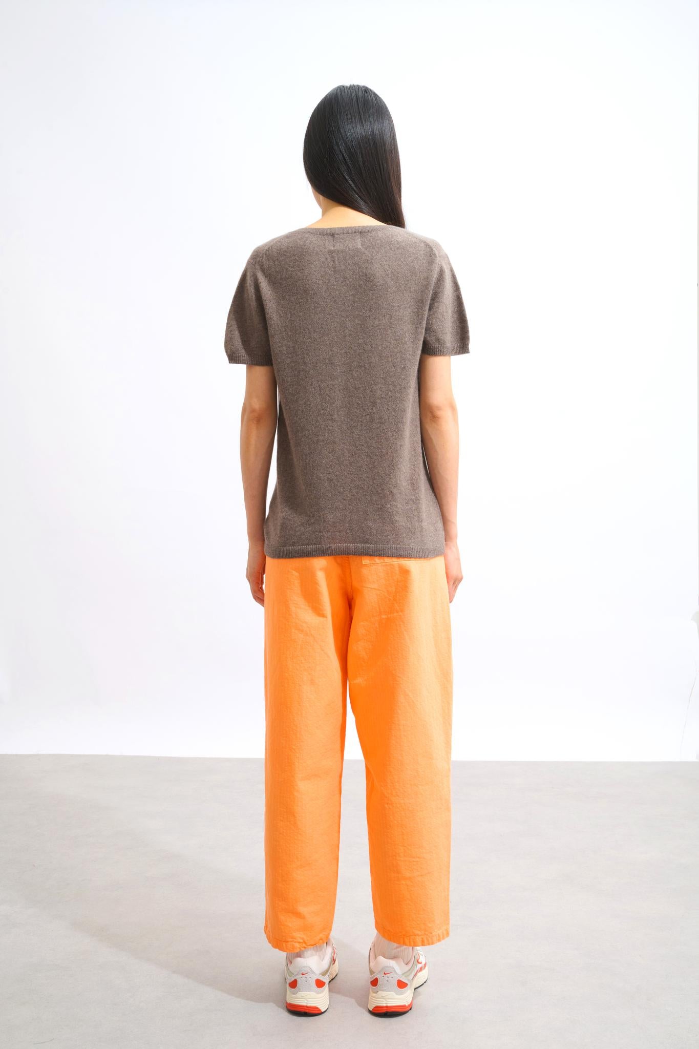 KALI V-Neck T-Shirt taupe meliert 100% Kaschmir