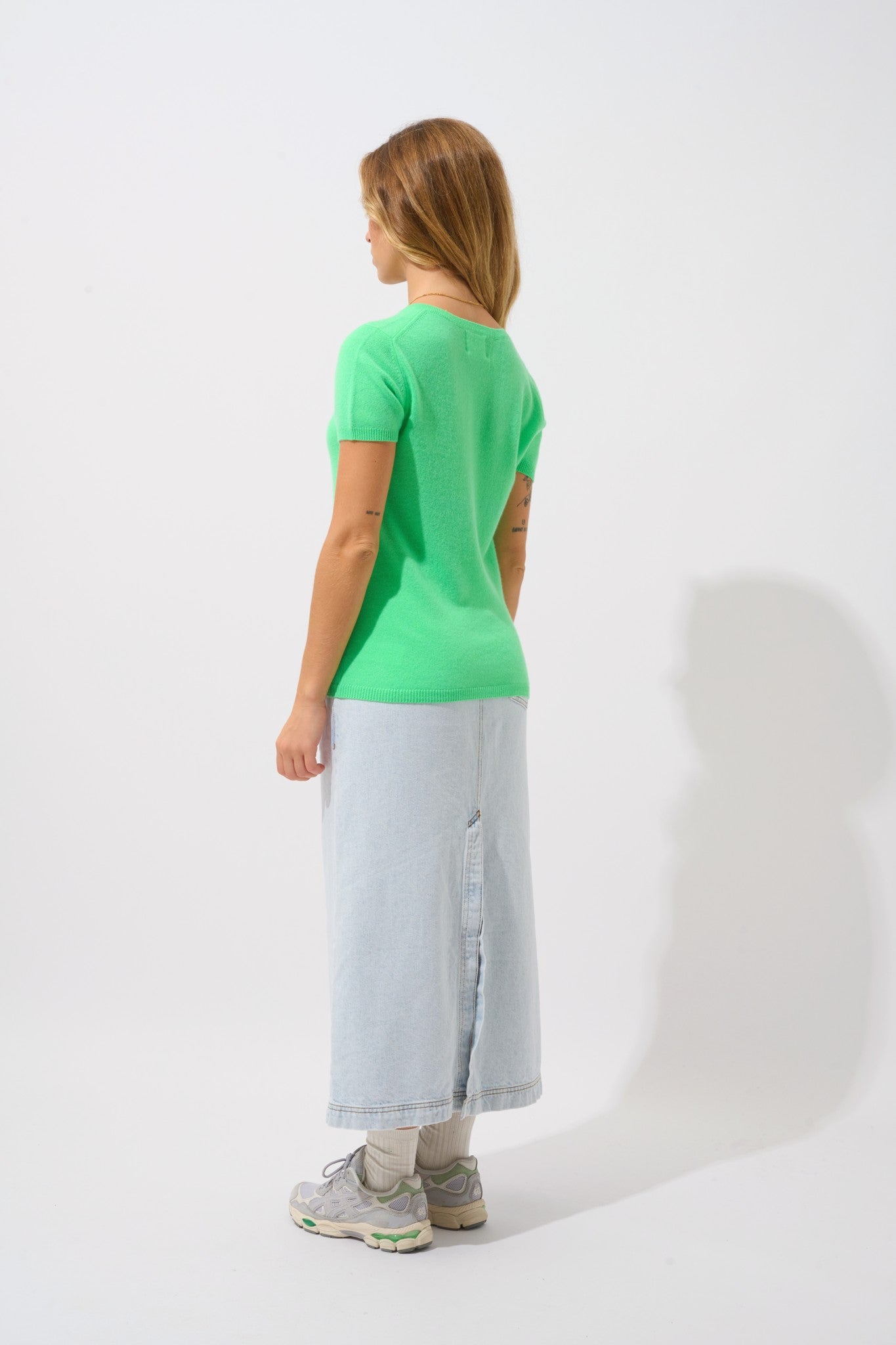 kali t-shirt col v vert cactus 100% cachemire