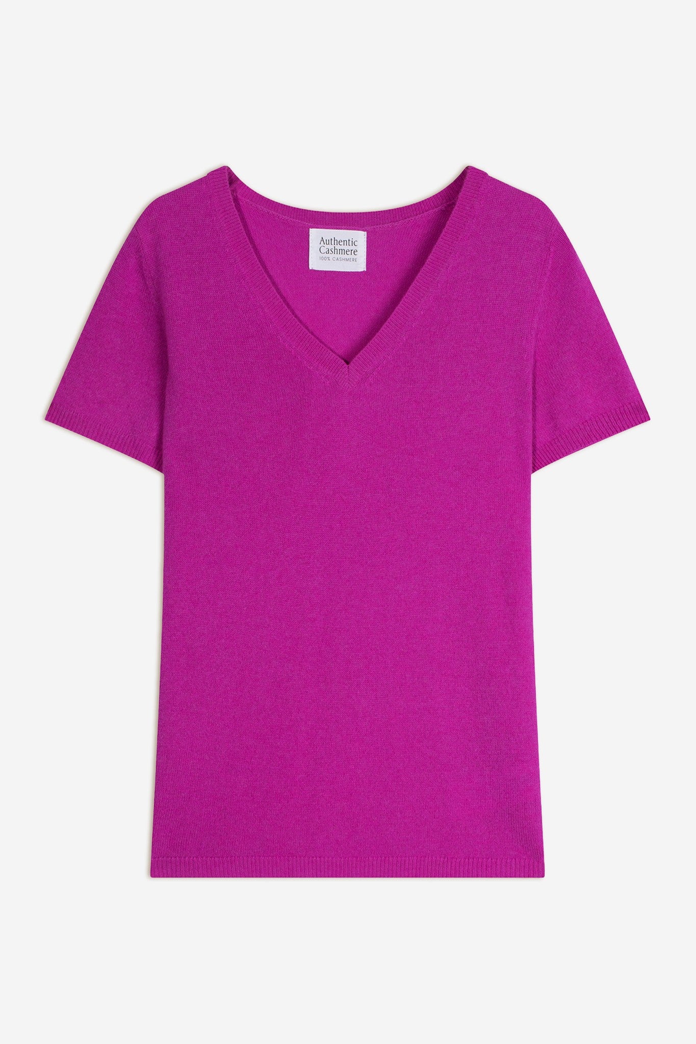 kali t-shirt col v violet fluo 100% cachemire