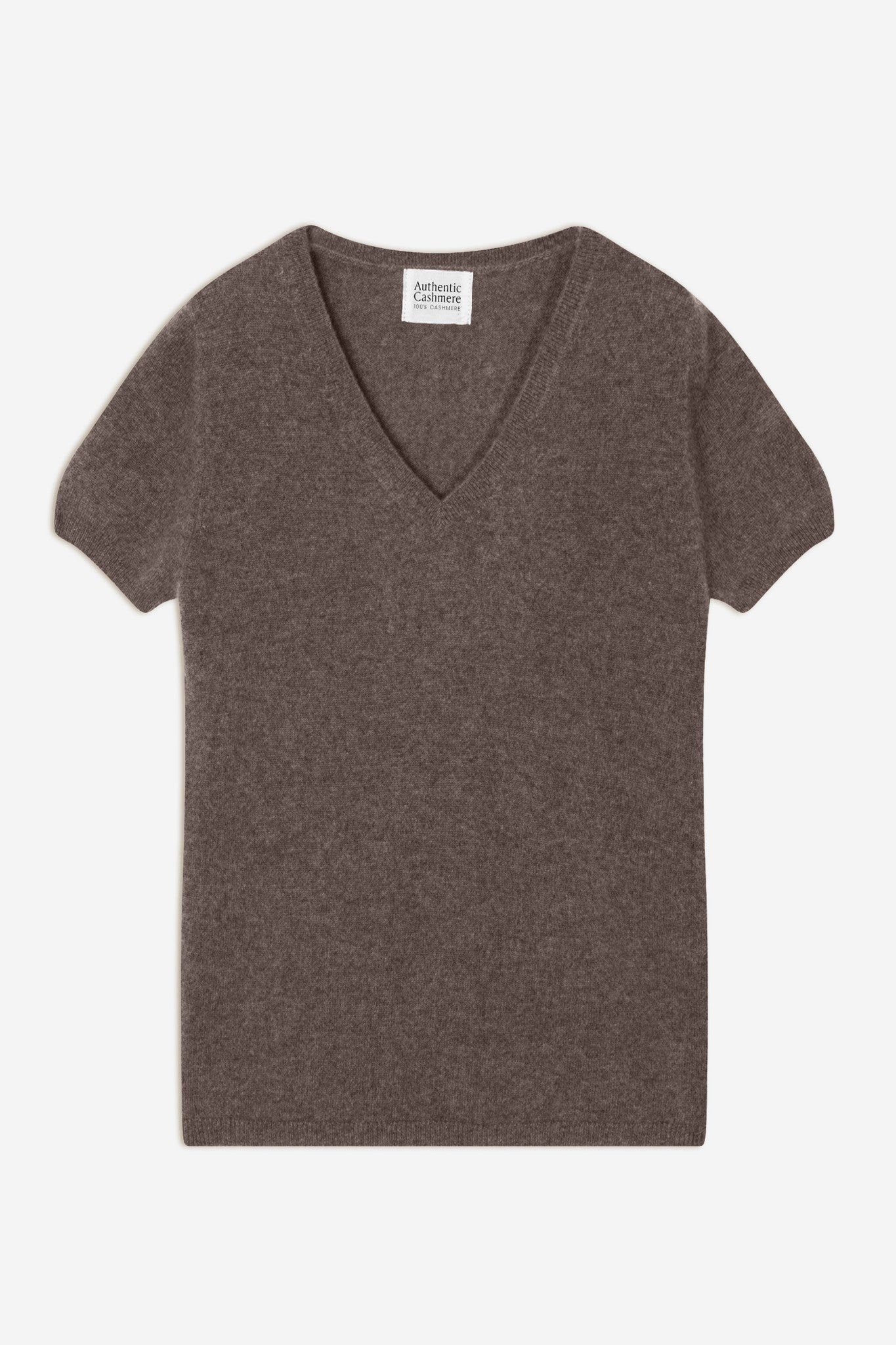 kali thirt col v taupe chiné 100% cachemire