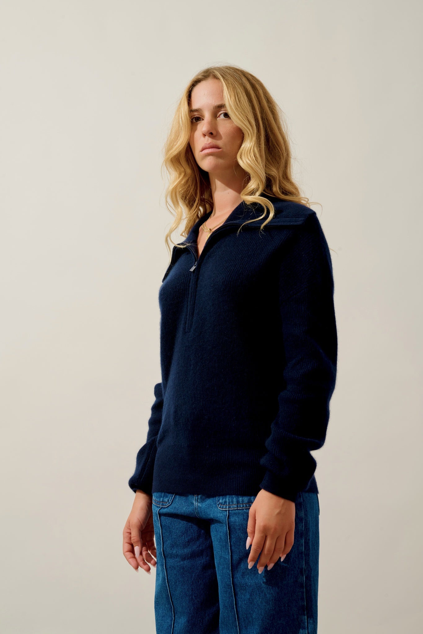 KARMA pull camionneur navy 100% cachemire