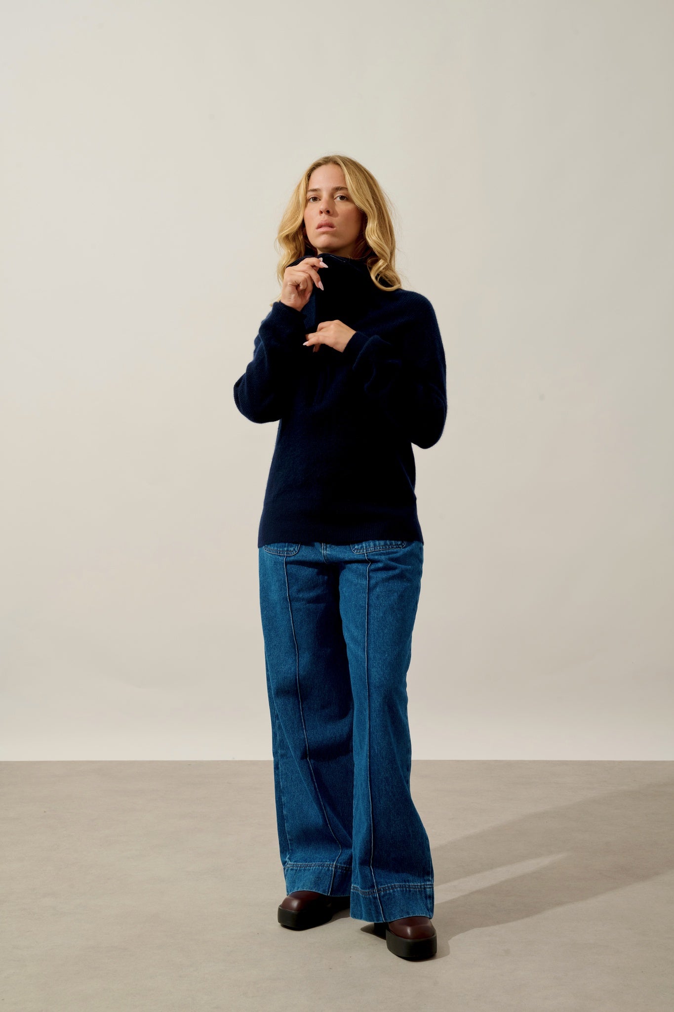 KARMA pull camionneur navy 100% cachemire