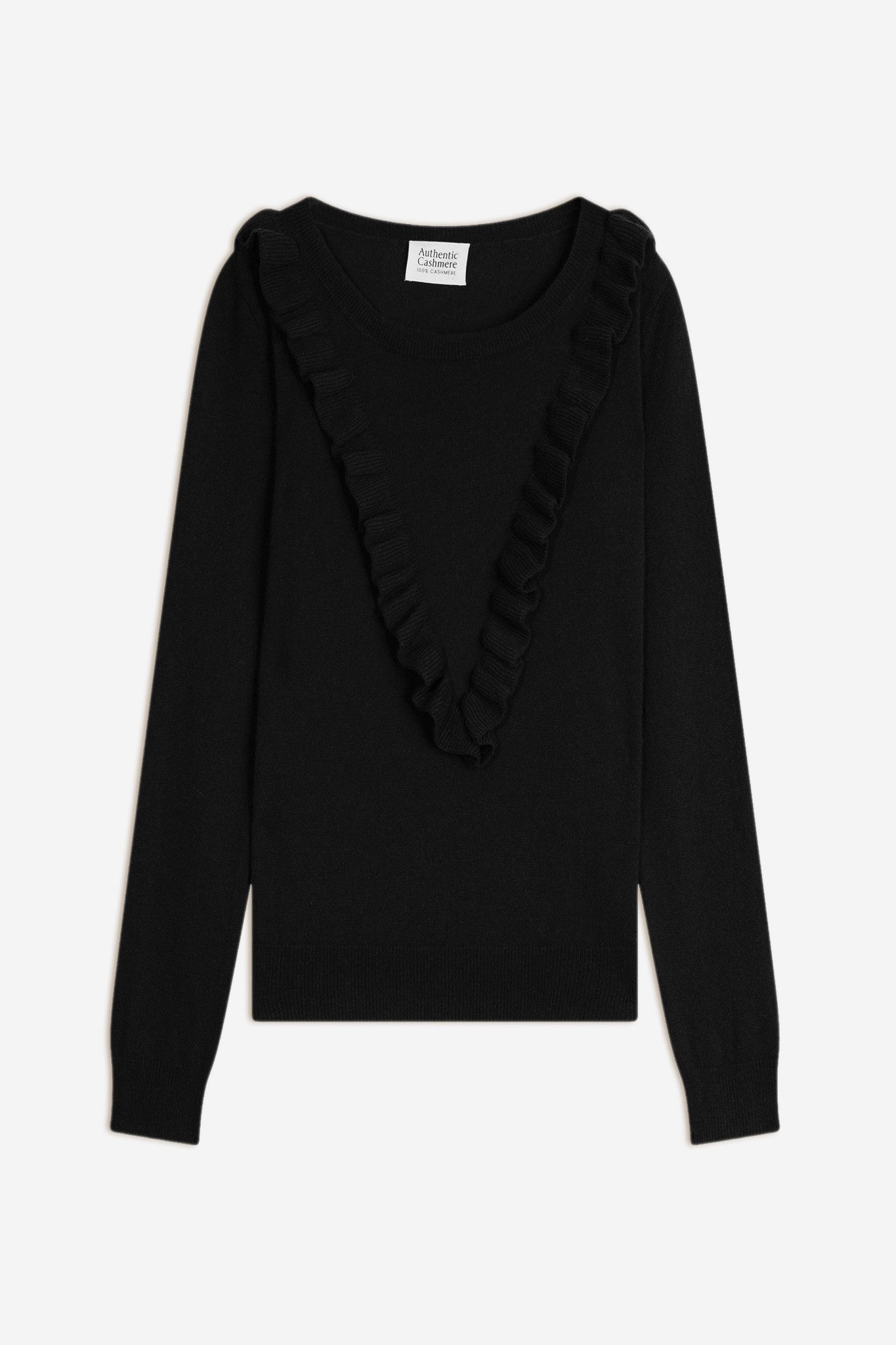 knott pull col rond volants devant noir 100% cachemire