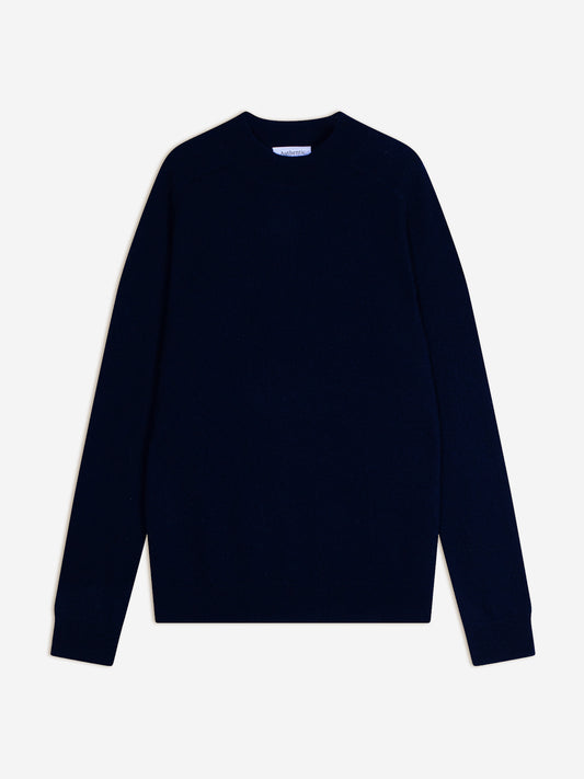 KUNDUM pull col rond navy 100% cachemire