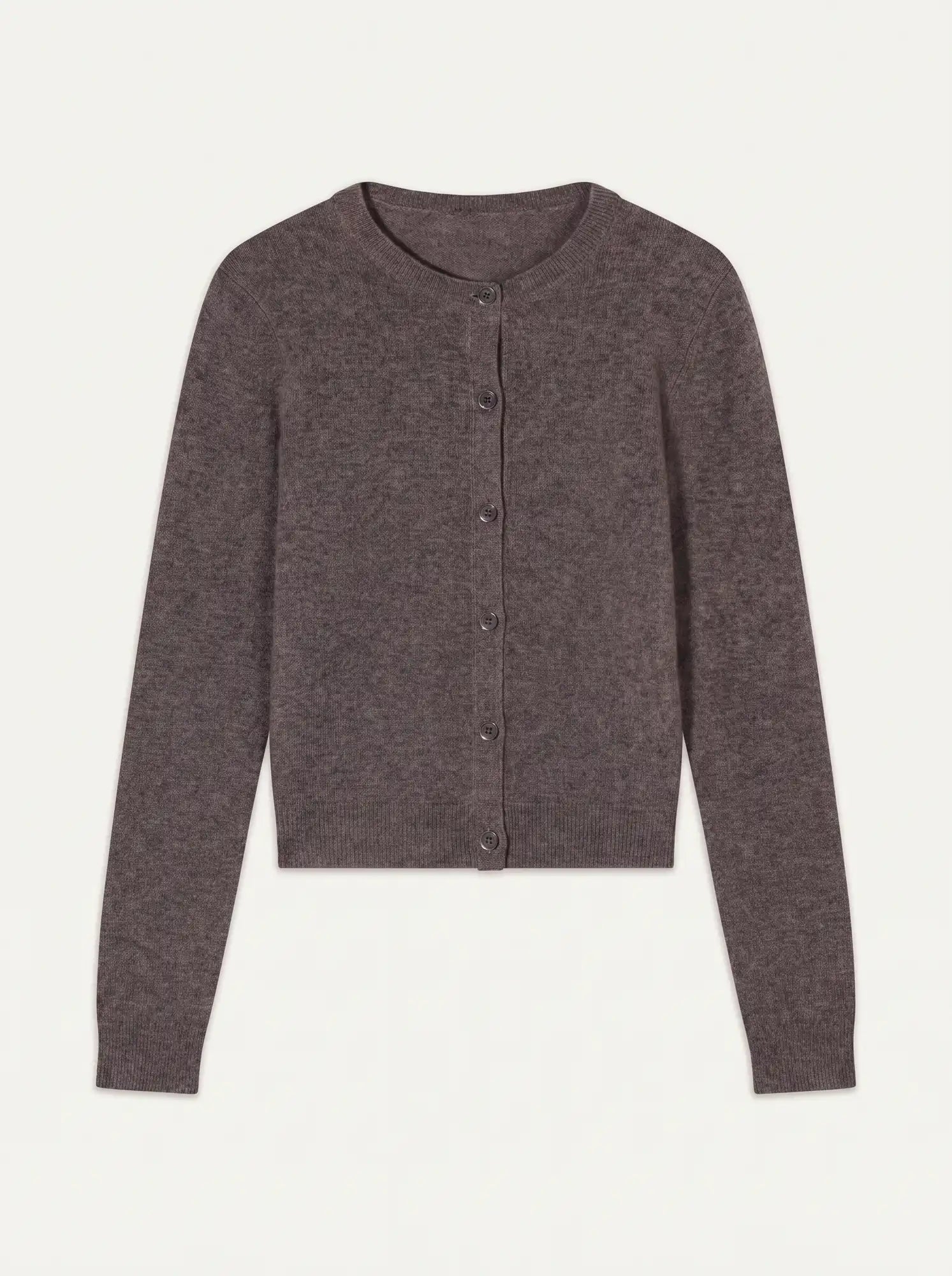 FLORINE Cardigan Col Rond Taupe Chiné