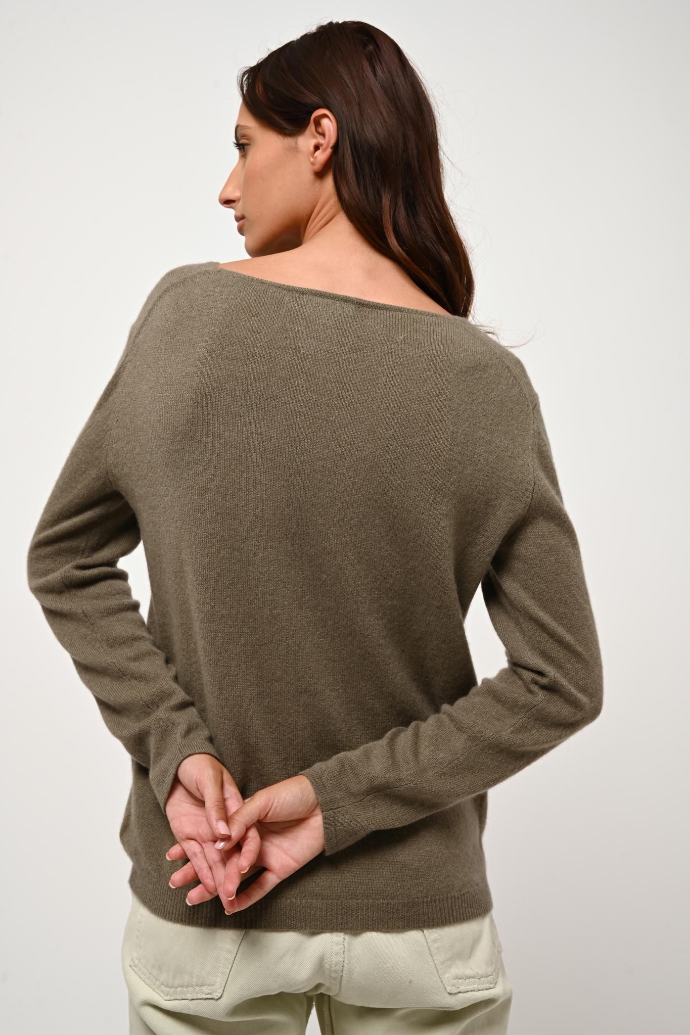 LANFON army boat neck sweater 100% cashmere