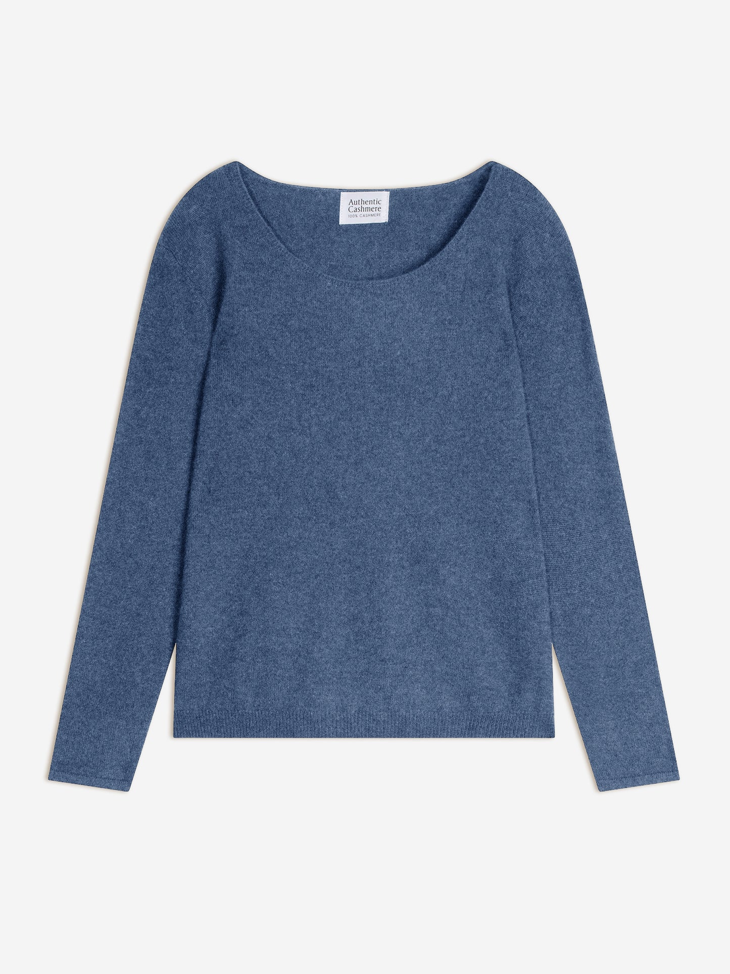 LANFON Pullover mit Bootsausschnitt in Denimblau aus 100% Kaschmir