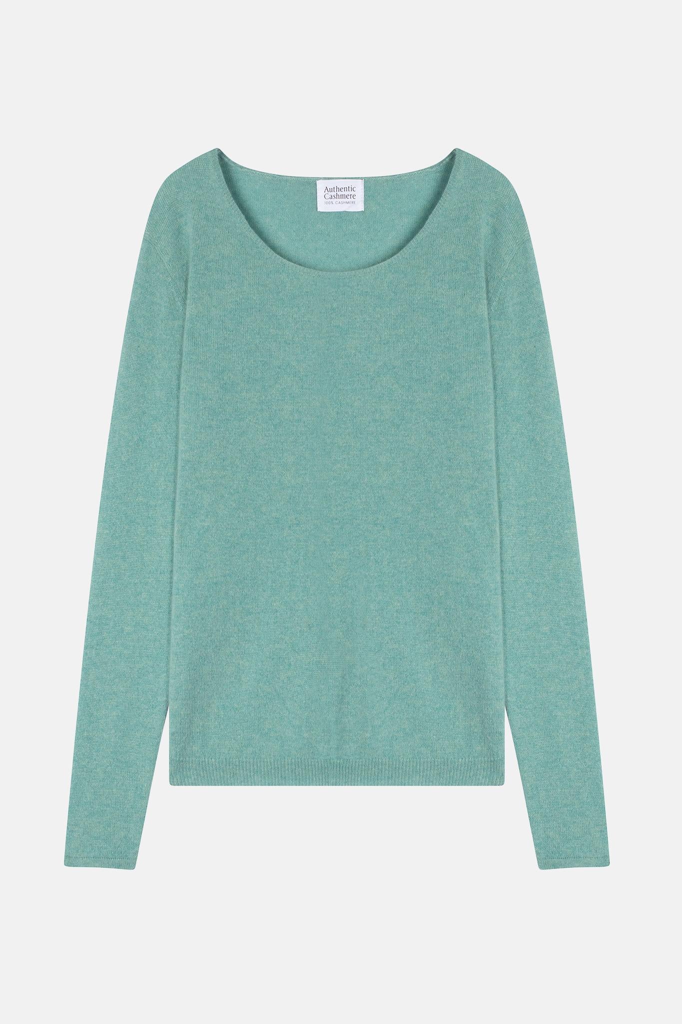 LANFON mottled green boat-neck sweater 100% cashmere