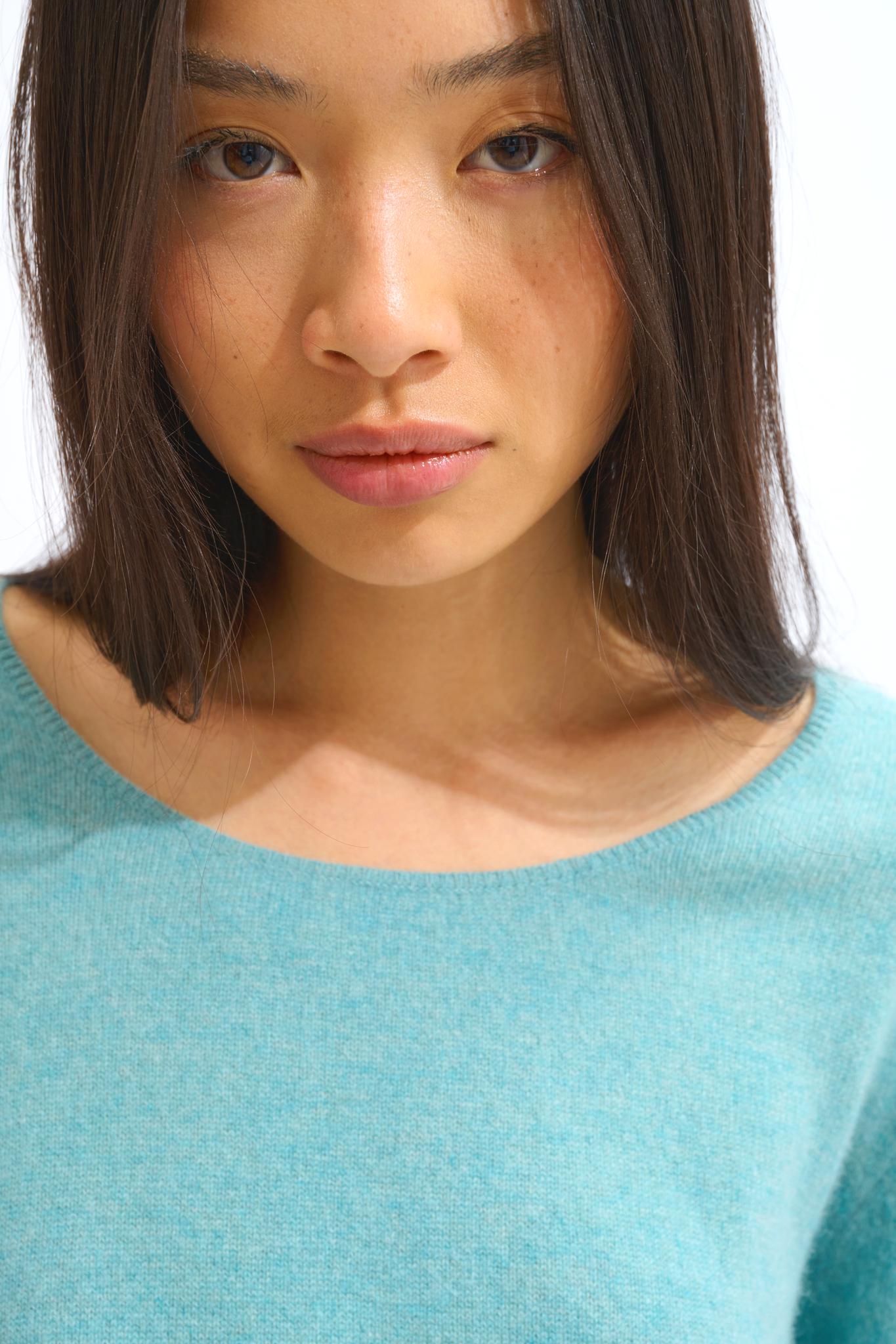 LANFON mottled green boat-neck sweater 100% cashmere