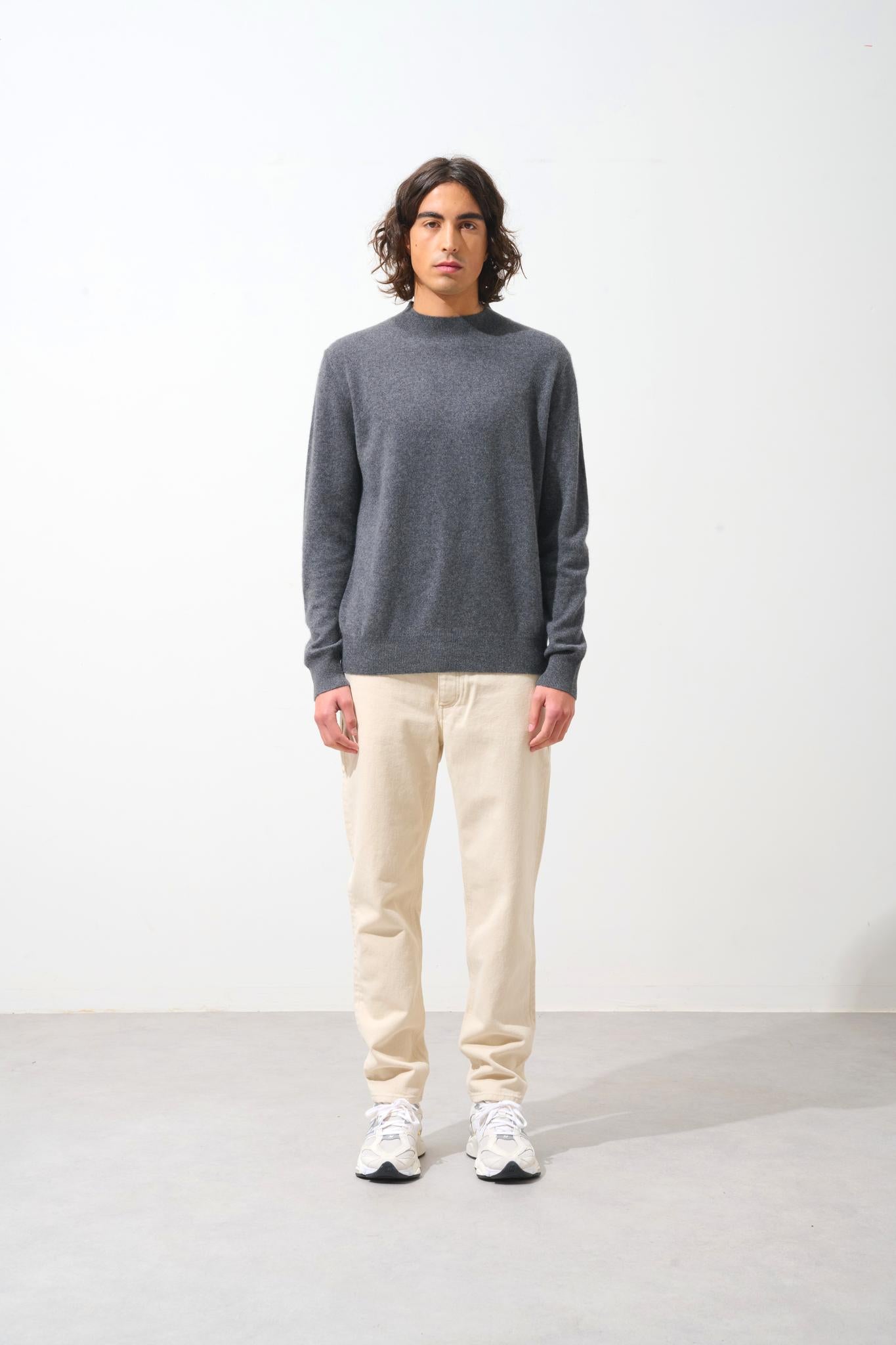 LASYA round-neck sweater anthracite mottled 100% cashmere