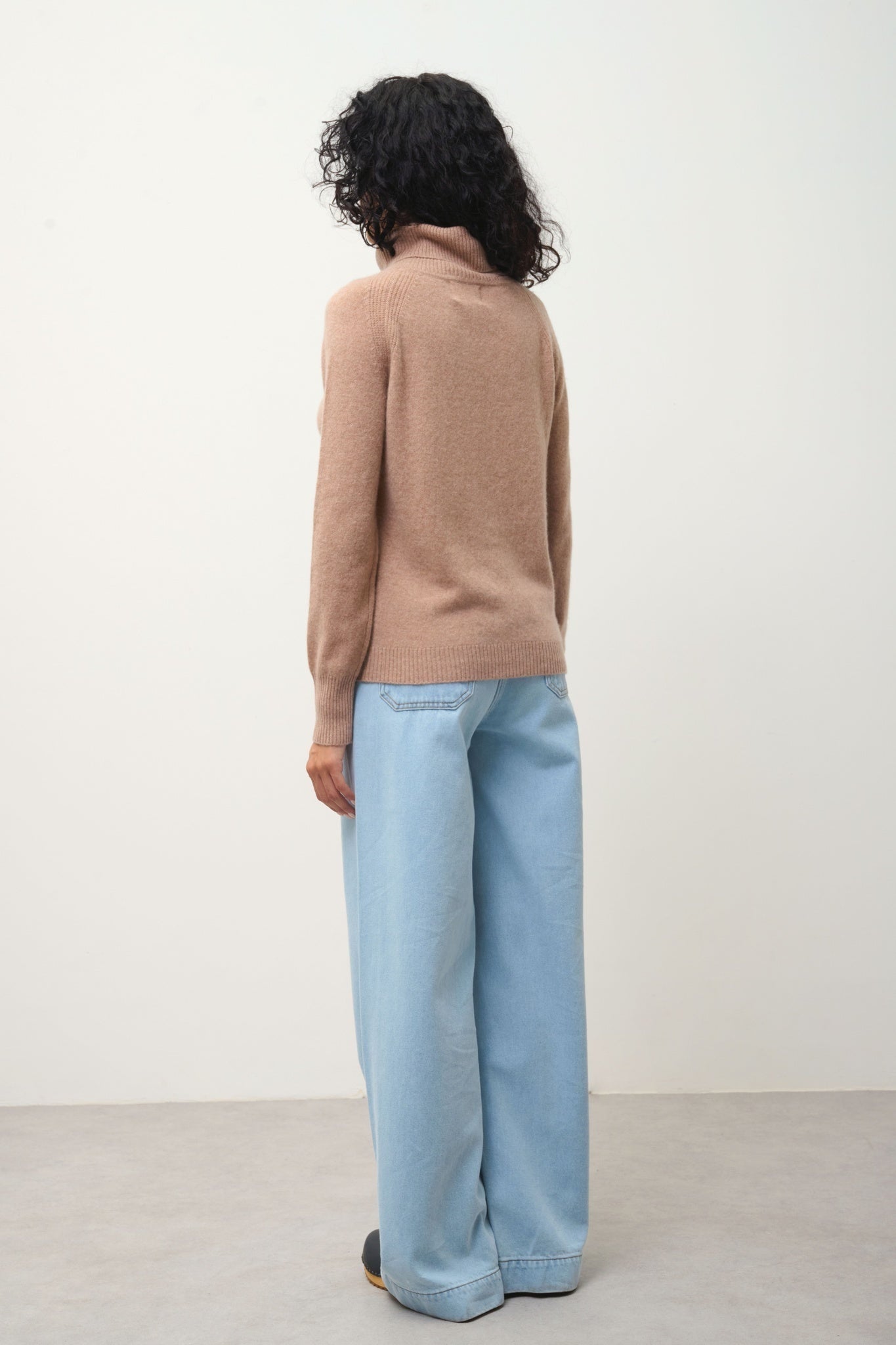 LILLY pull col roulé camel chiné 100% cachemire