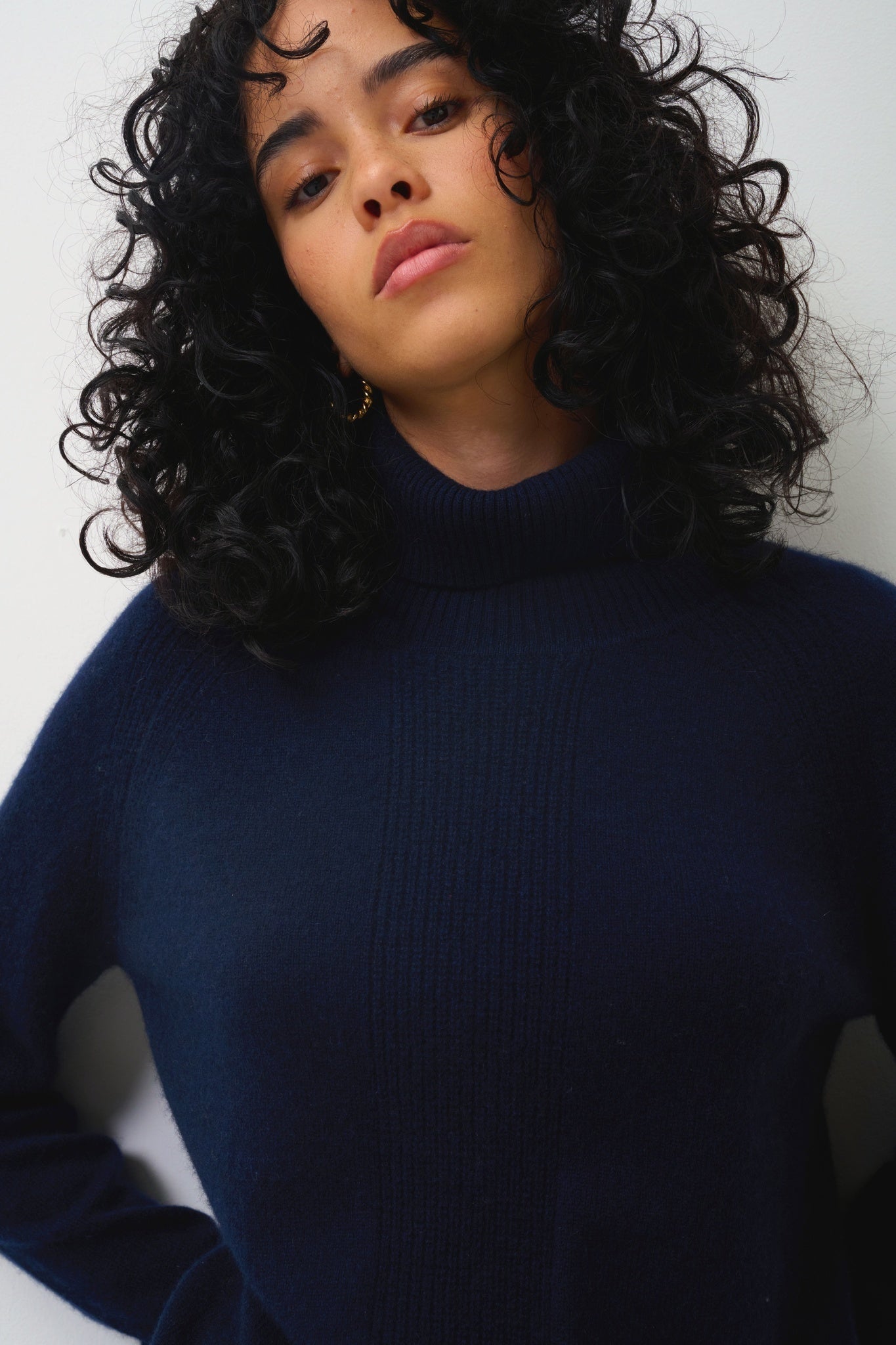 LILLY navy turtleneck sweater 100% cashmere