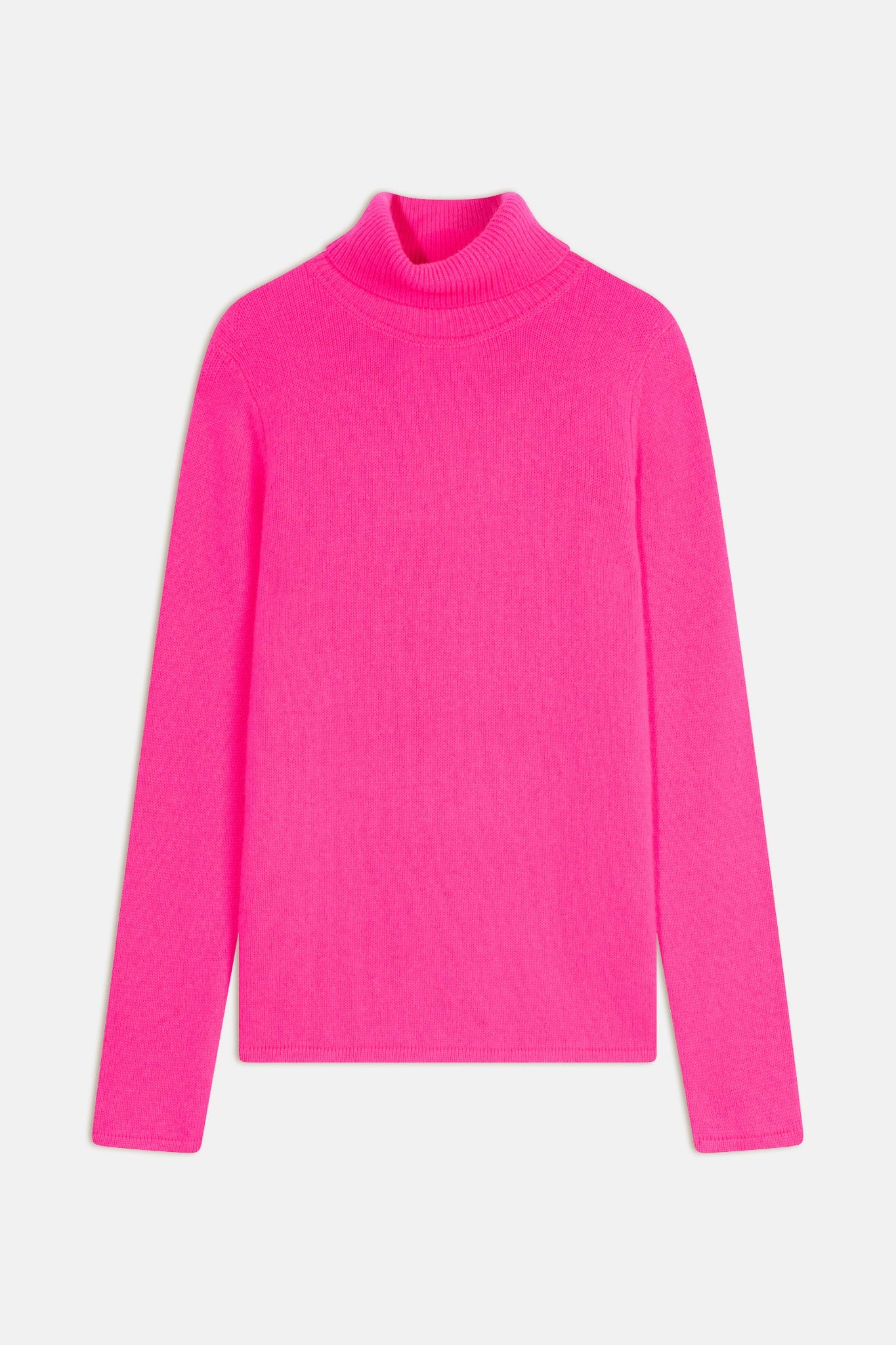 linda pull col roulé 4 fils flamand rose fluo 100% cachemire