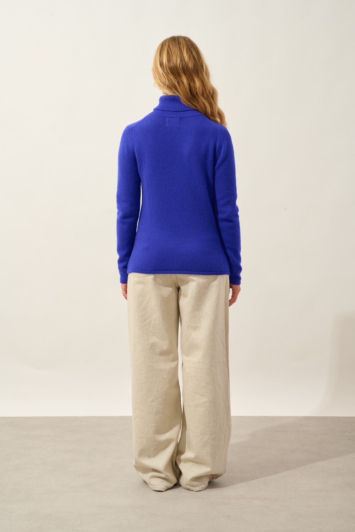 linda pull col roulé 4 fils indigo 100% cachemire