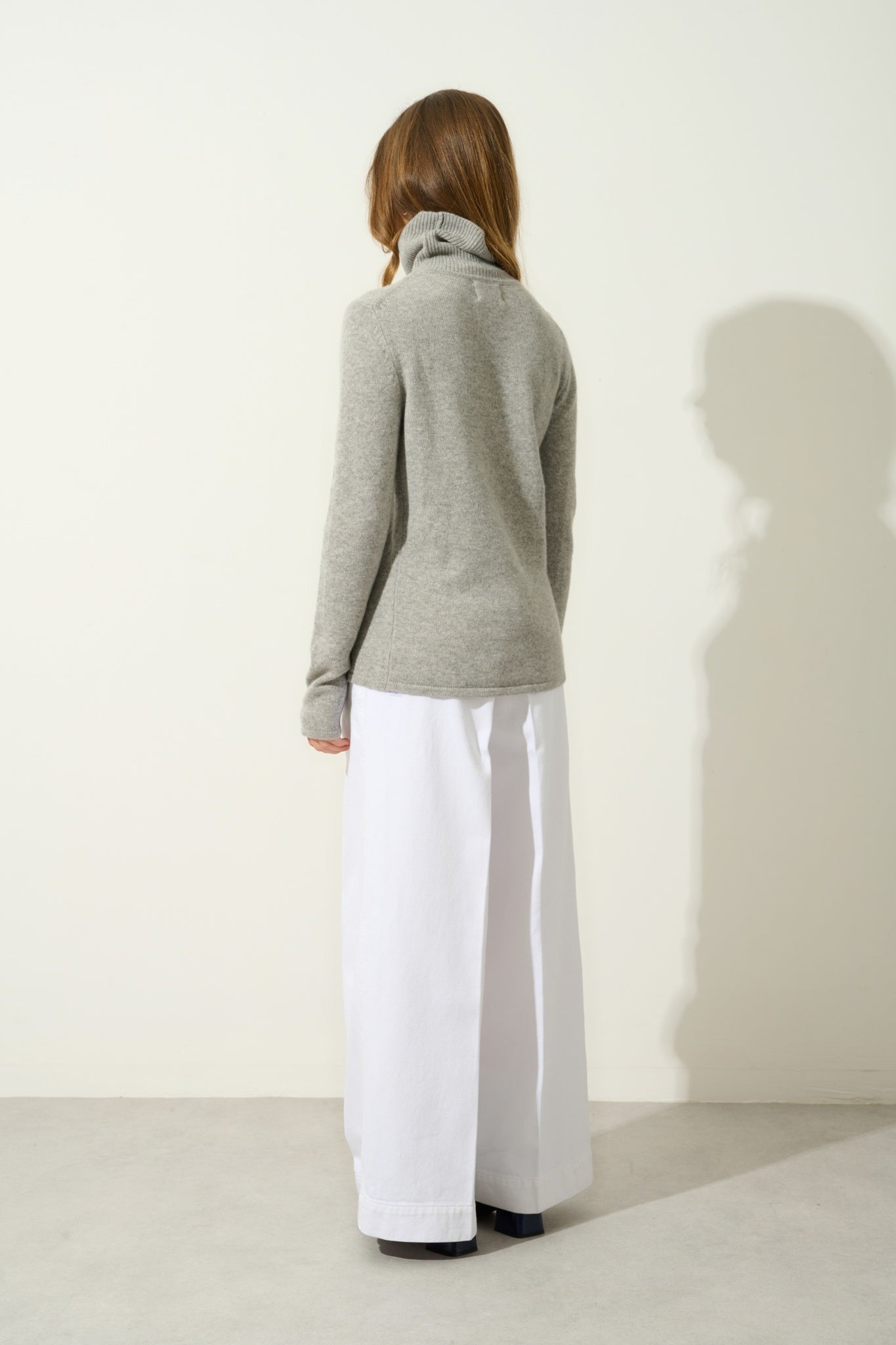 LINDA 4-thread turtleneck sweater nuage chiné 100% cashmere