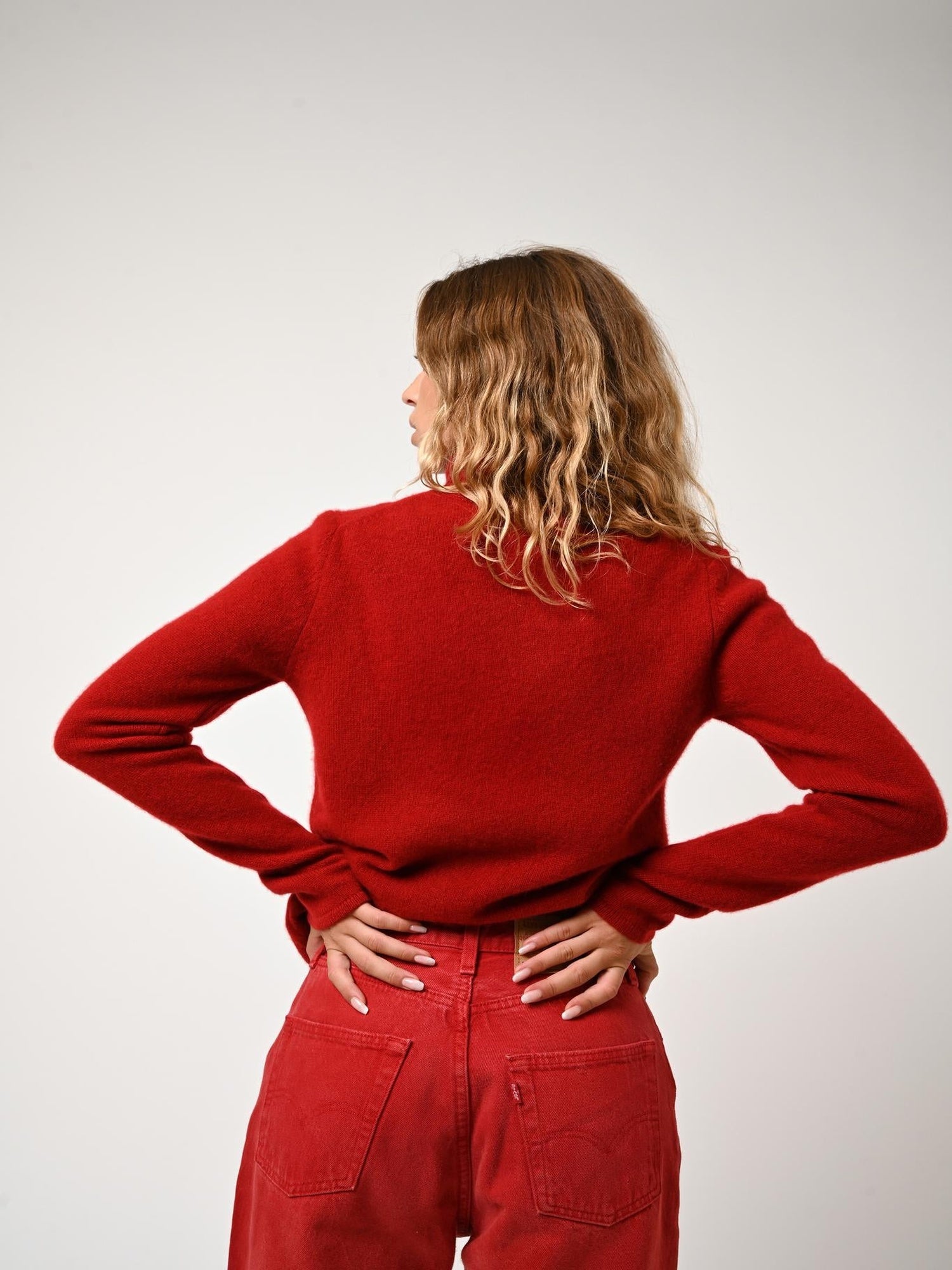LINDA 4-thread ruby turtleneck sweater 100% cashmere - Authentic