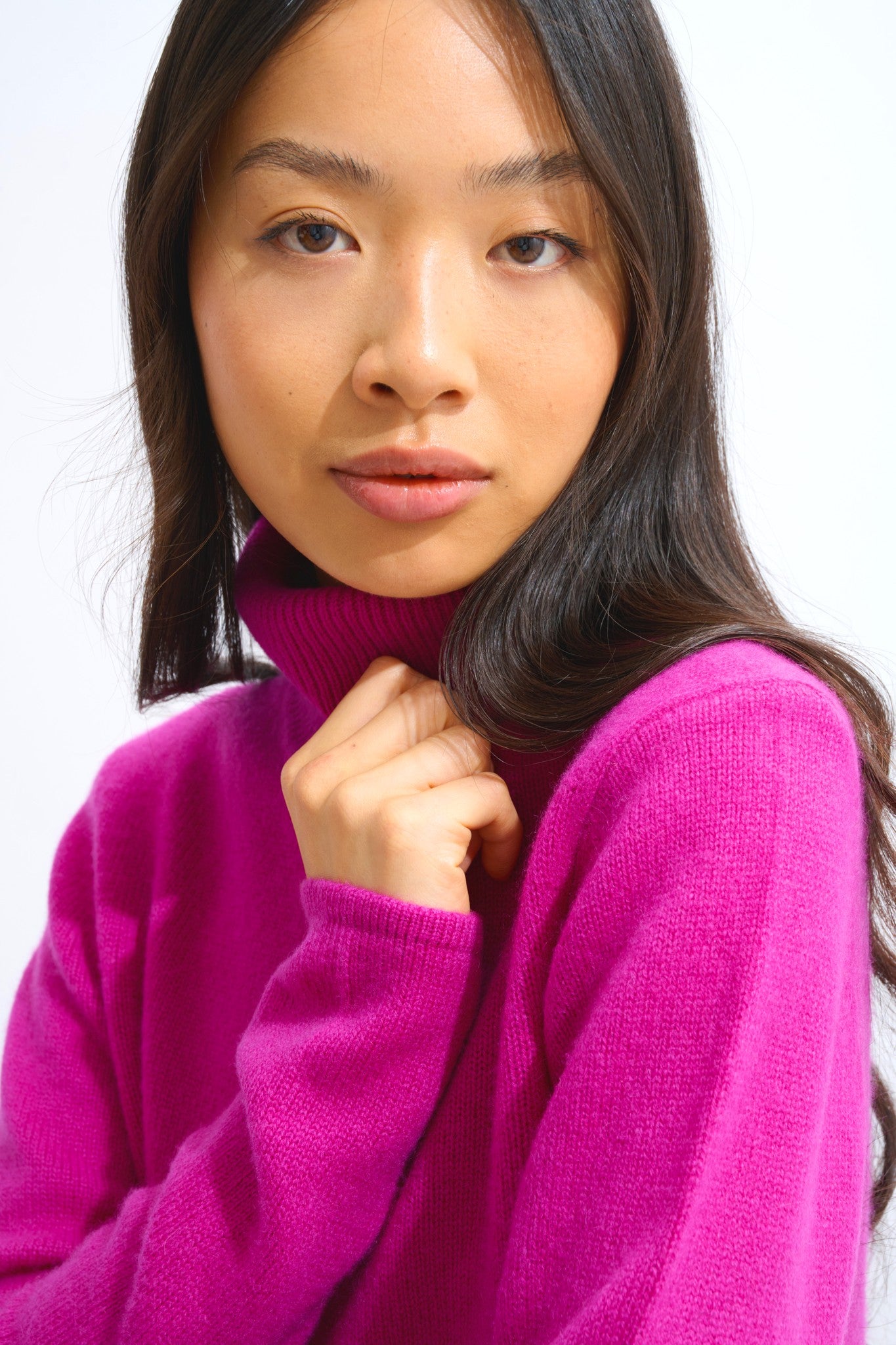 linda pull col roulé 4 fils violine 100% cachemire