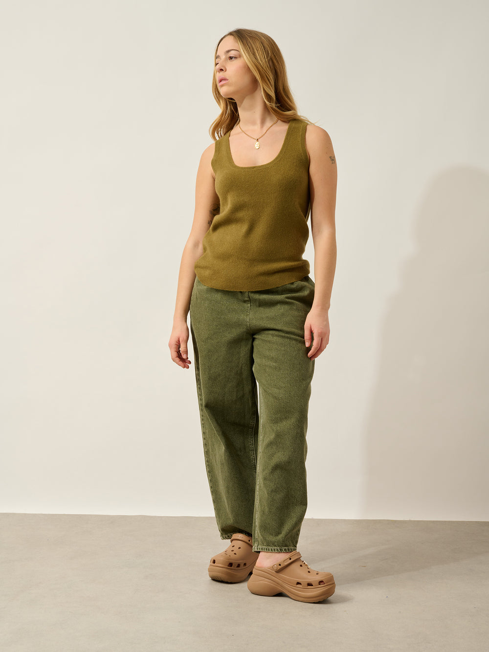 LINDSAY débardeur col u bronze 100% cachemire