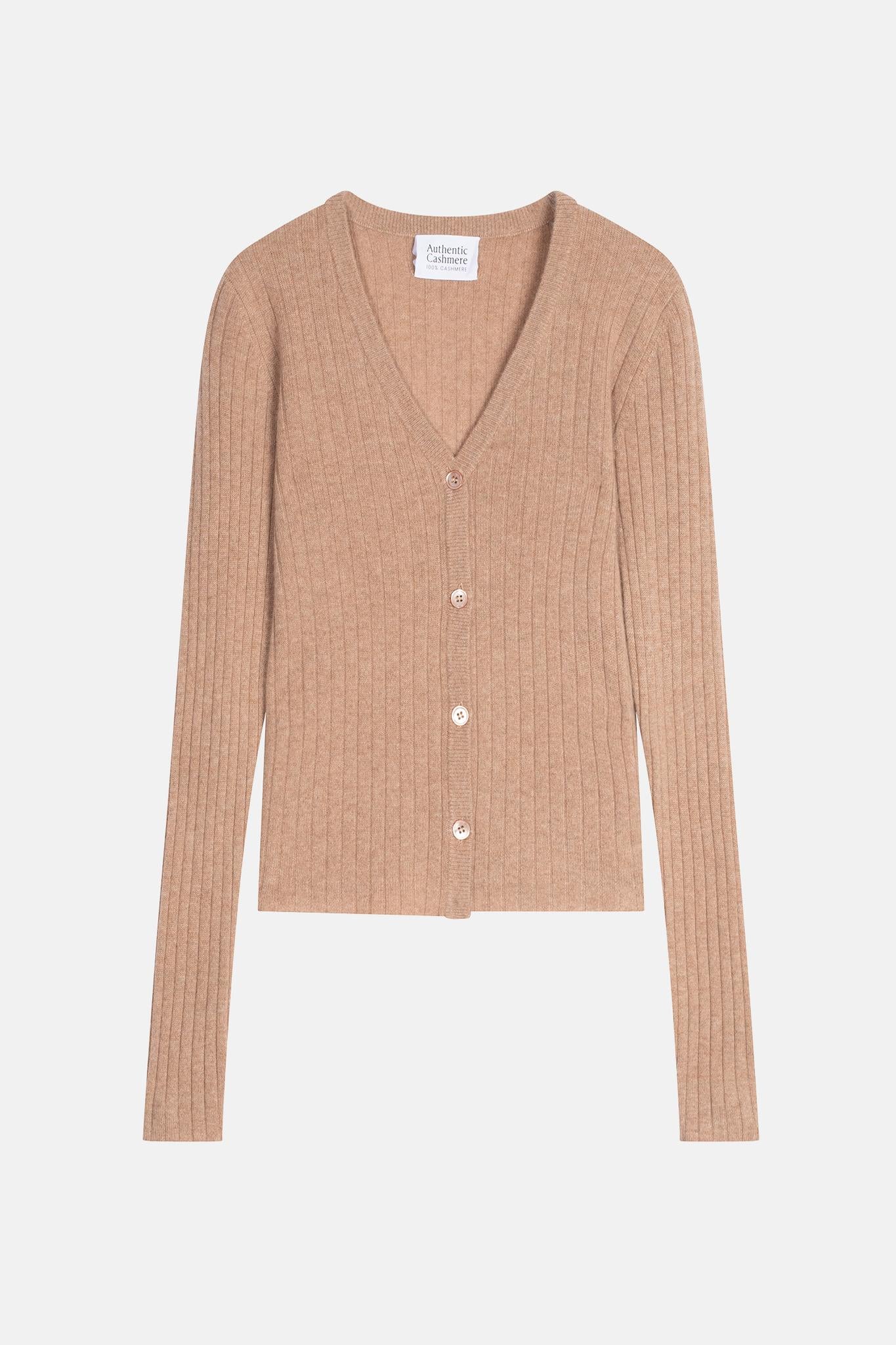 LISE camel v-neck cardigan 100% cashmere
