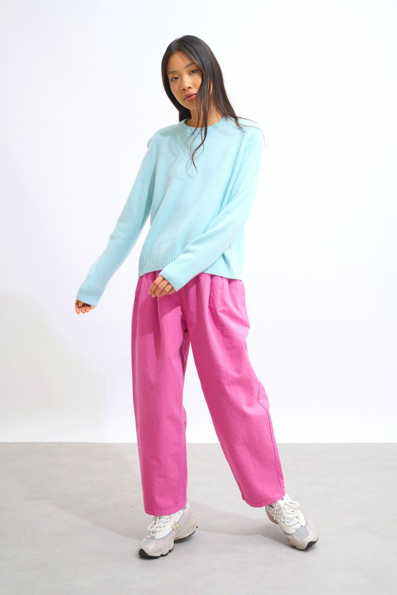 lorena pull col rond 4 fils vert d'eau 100% cachemire