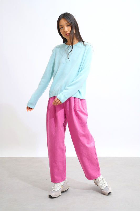 lorena pull col rond 4 fils vert d'eau 100% cachemire