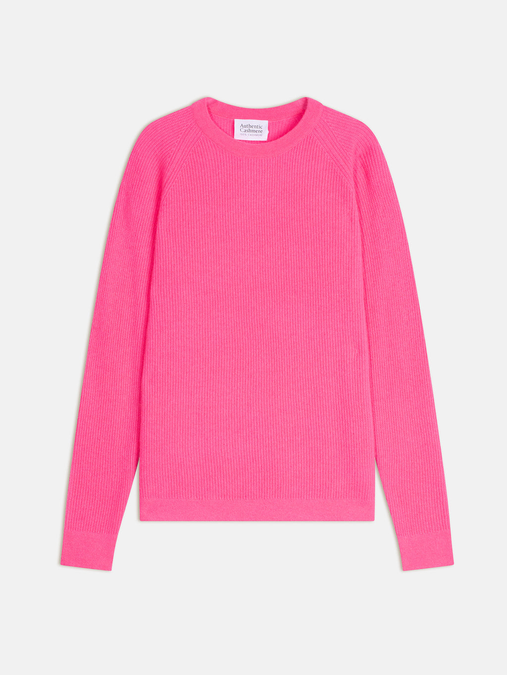 LUNÉA pull col rond rose fluo 100% cachemire