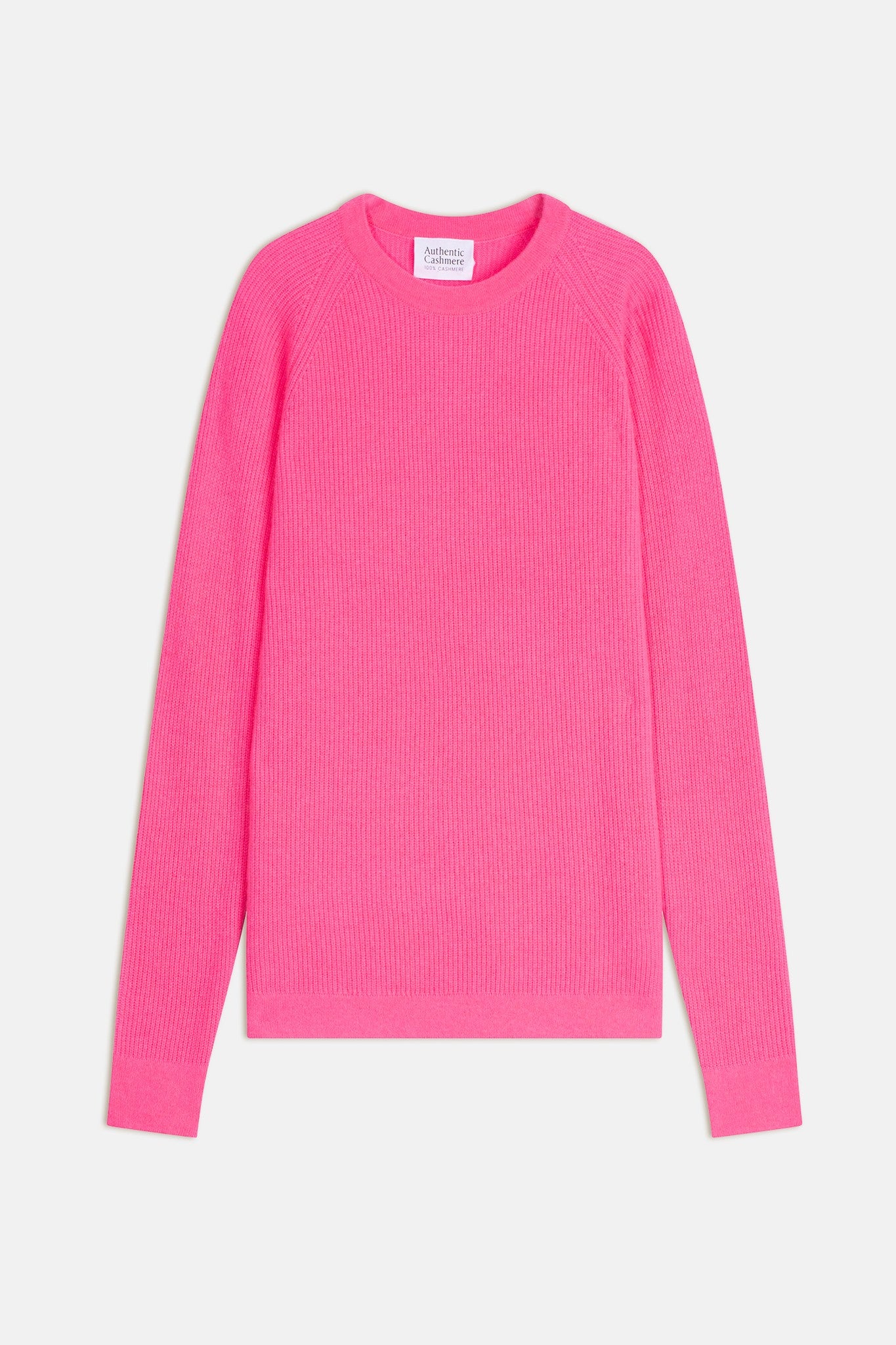 lunéa pull col rond rose fluo 100% cachemire