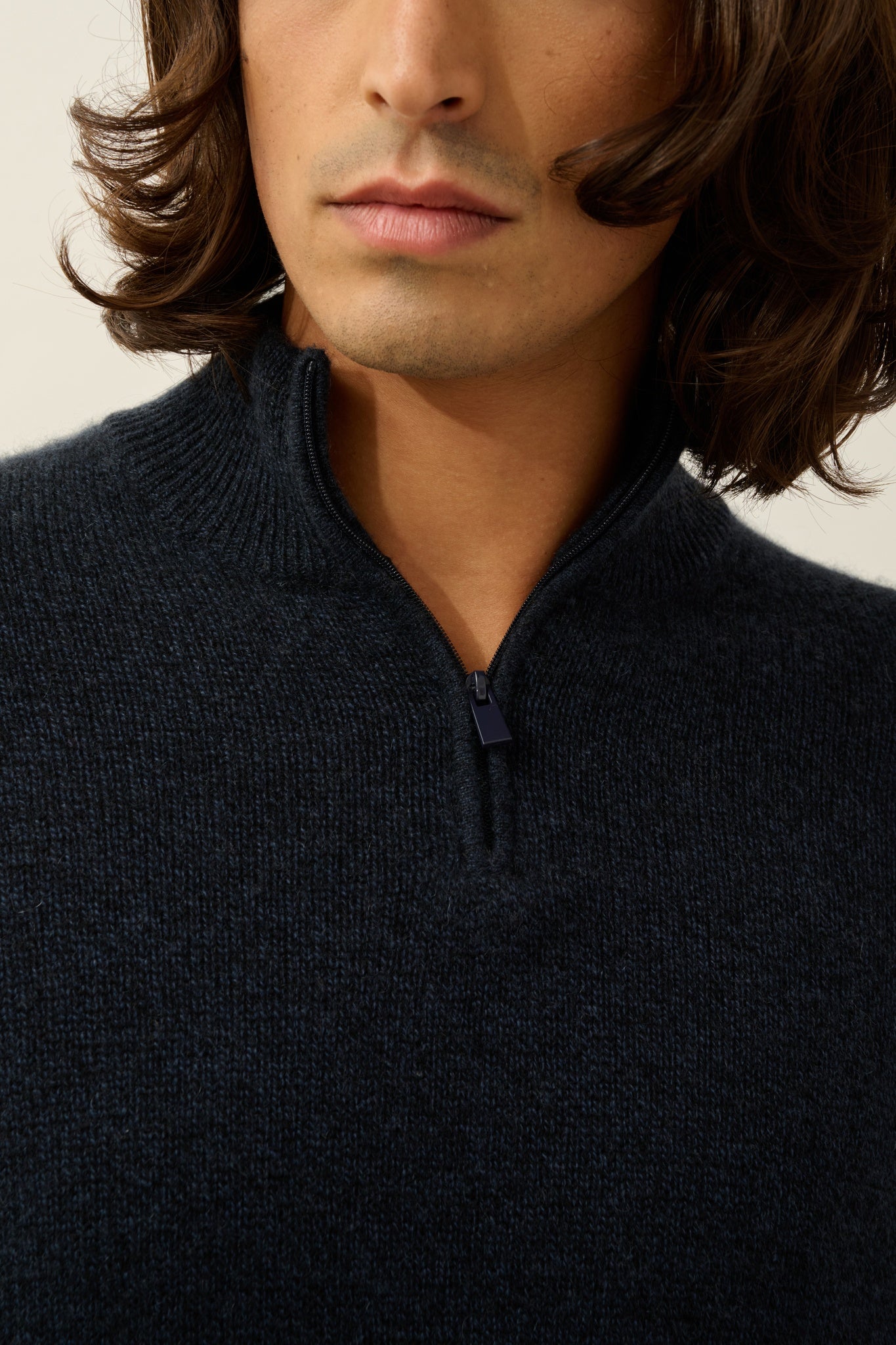 LYNA caviar 100% cashmere 4-thread trucker sweater