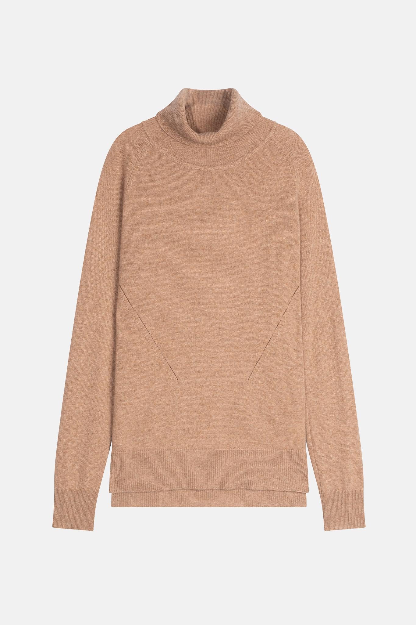 MADELINE camel turtleneck sweater 100% cashmere