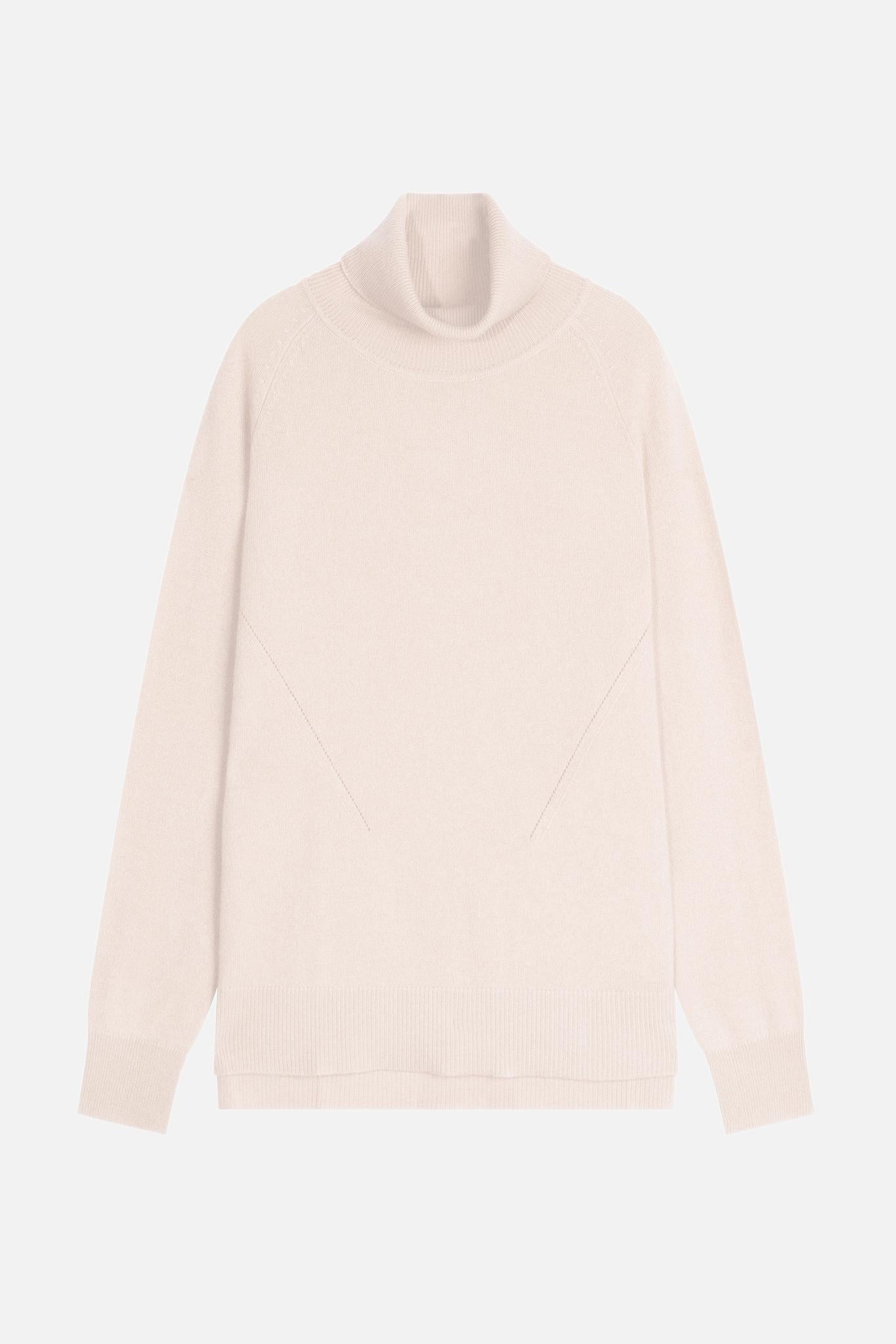 MADELINE pull col roulé ivoire 100% cachemire