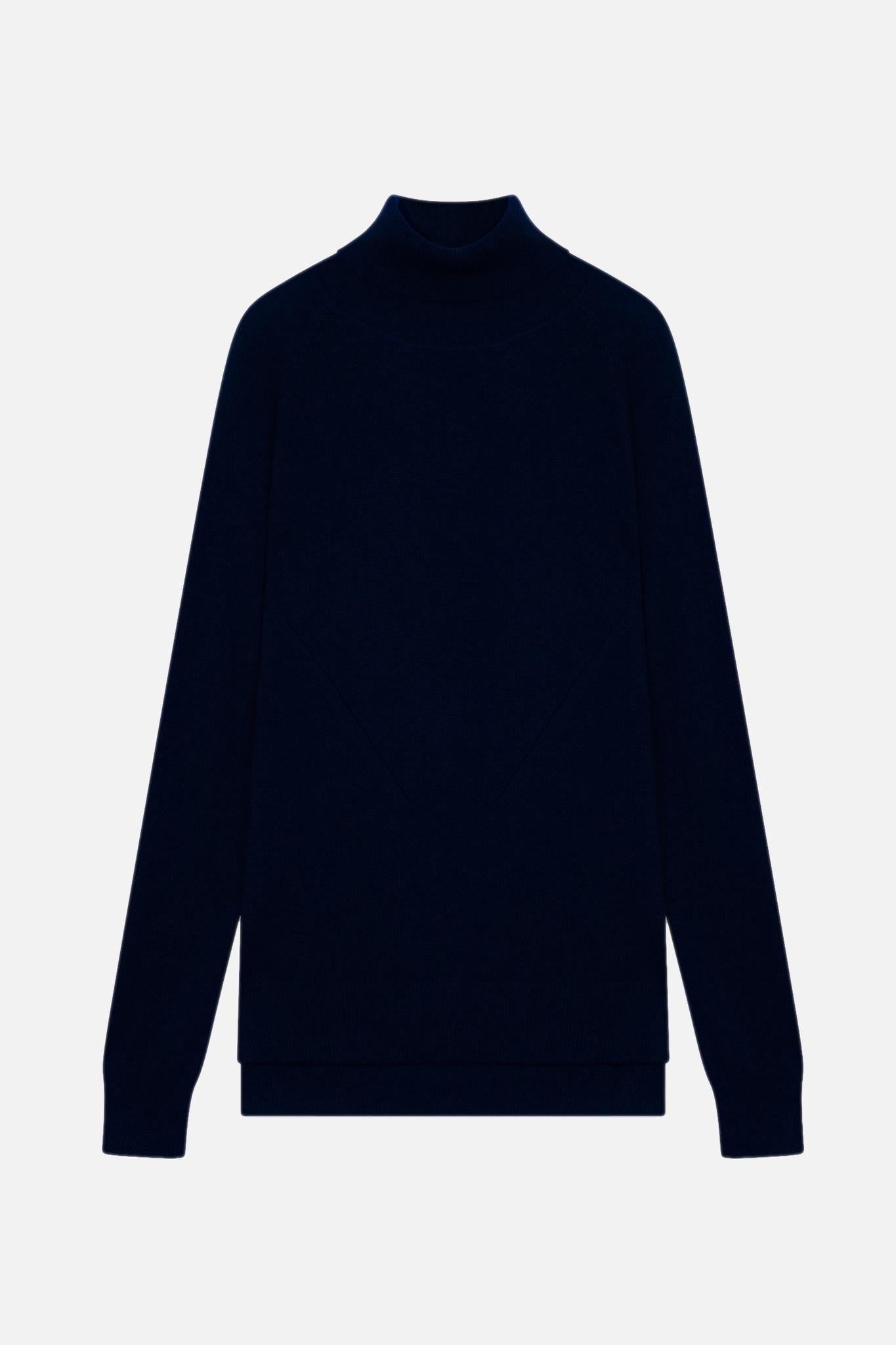 MADELINE navy turtleneck sweater 100% cashmere