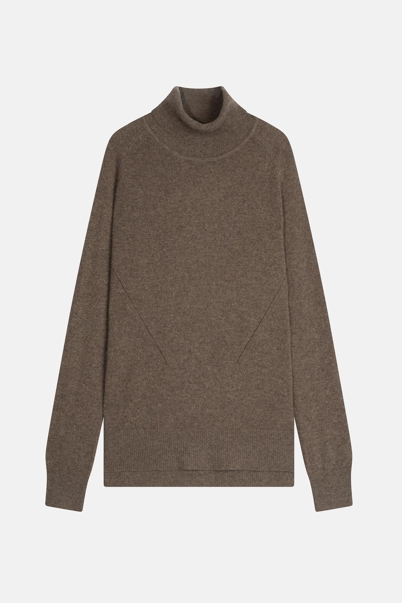 MADELINE taupe turtleneck sweater 100% cashmere