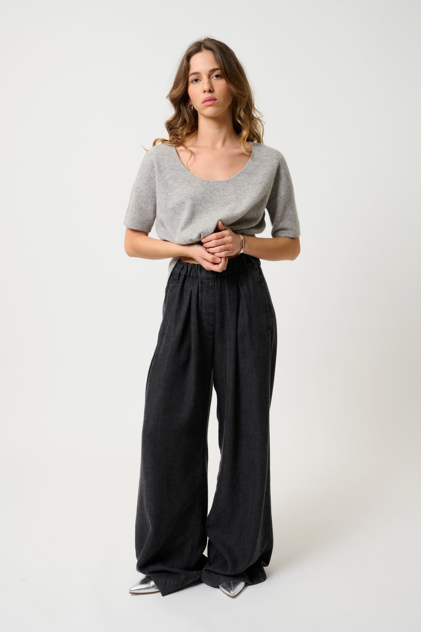 MAELYS thirt col rond nuage chiné 100% cachemire