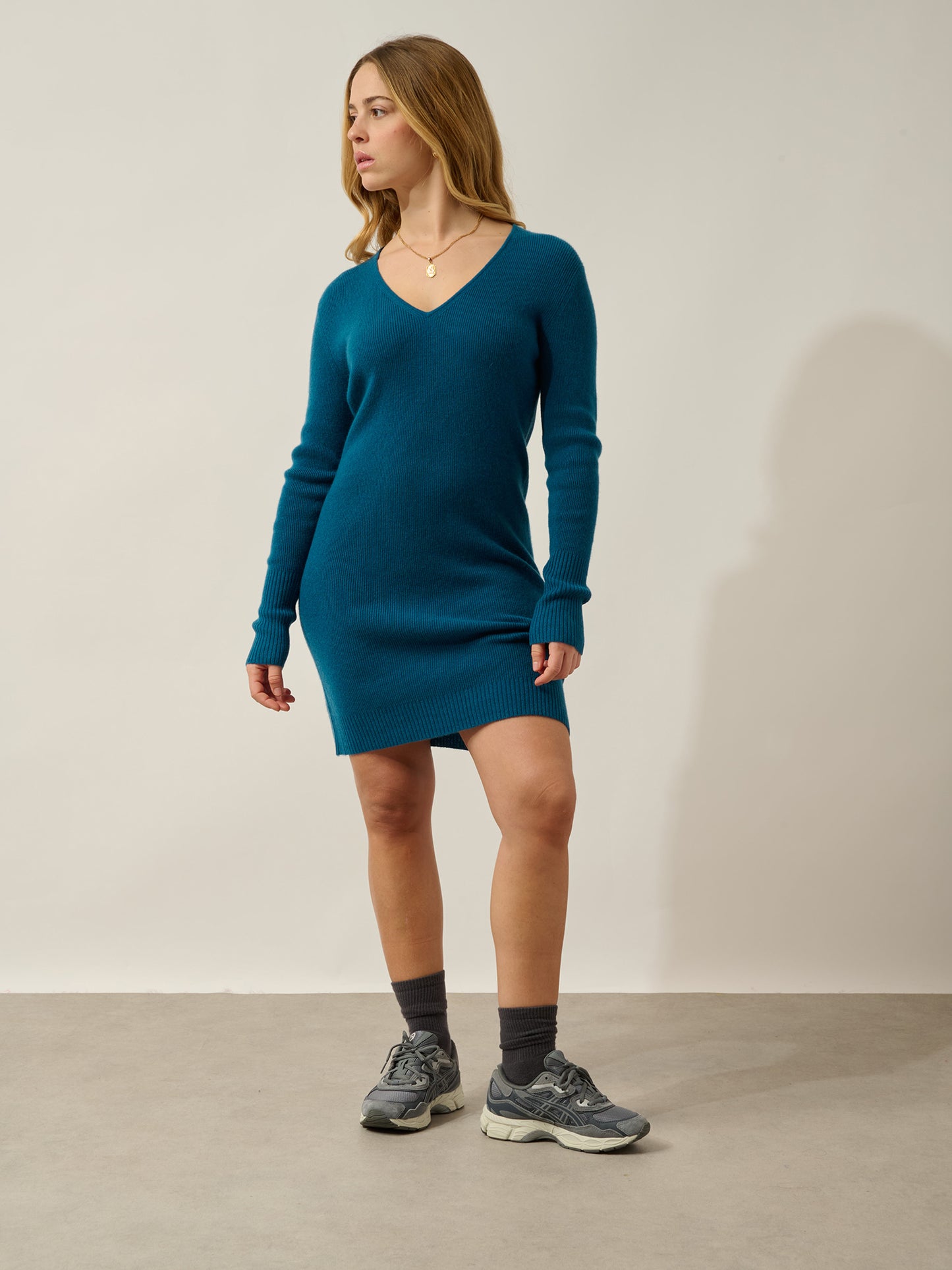 MAEN robe col v paon 100% cachemire