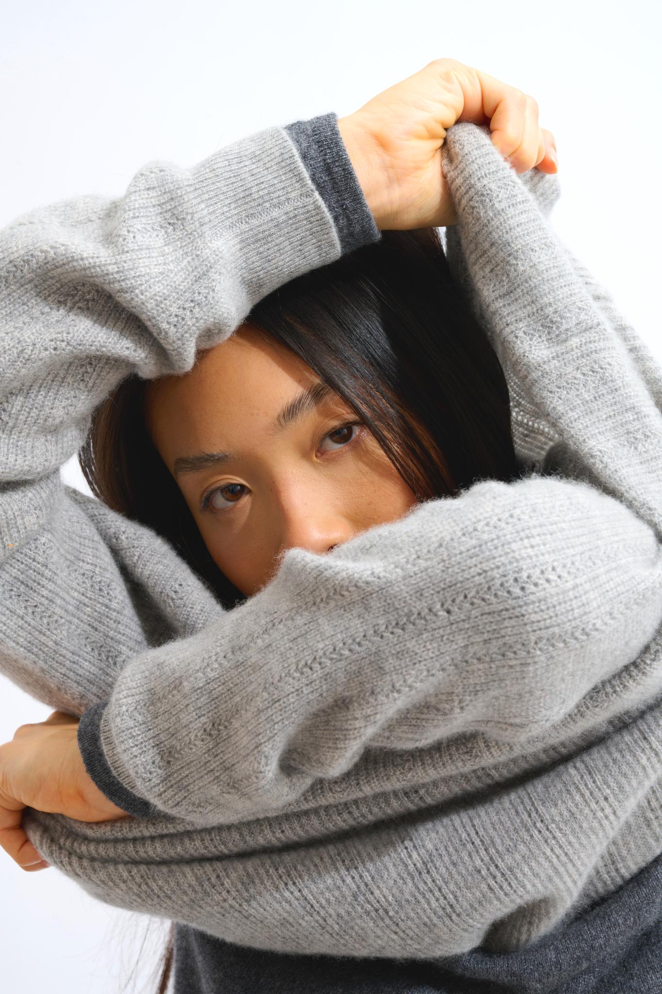 MARIE pull camionneur nuage chiné 100% cachemire