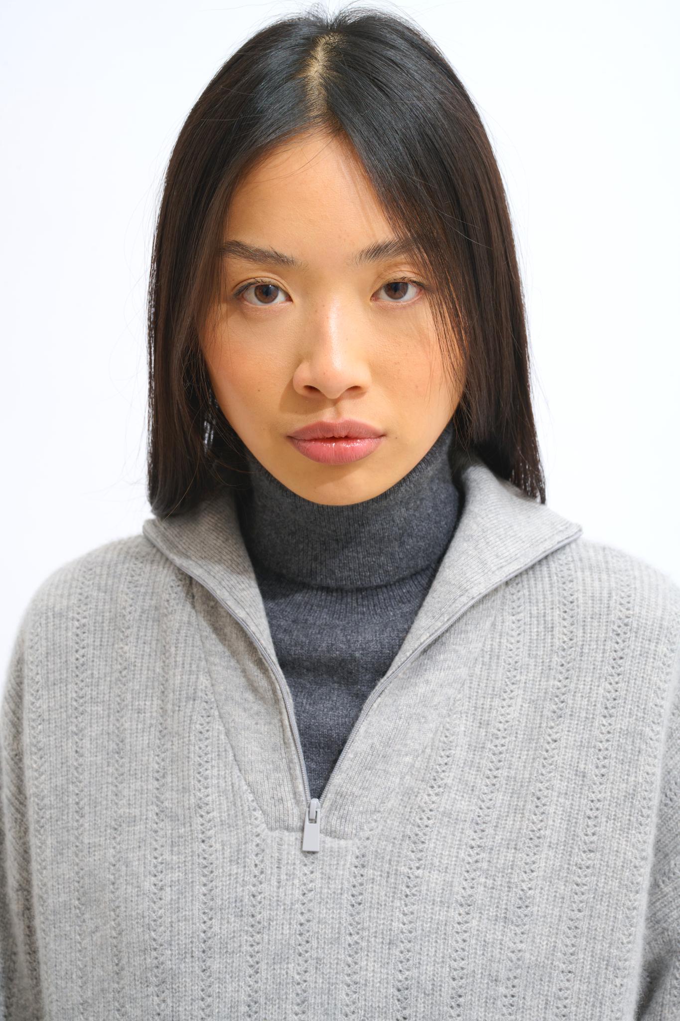 MARIE pull camionneur nuage chiné 100% cachemire