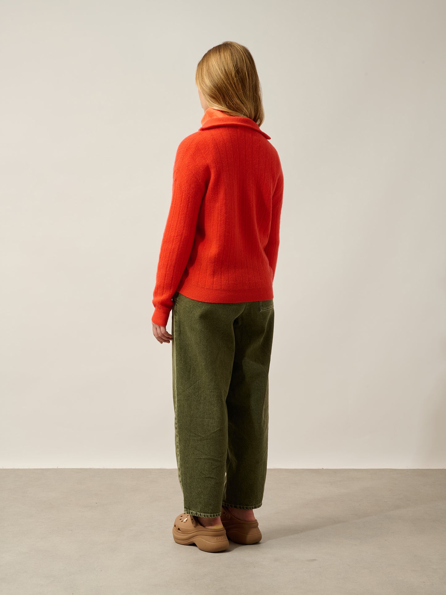 MARIE pull camionneur orange 100% cachemire