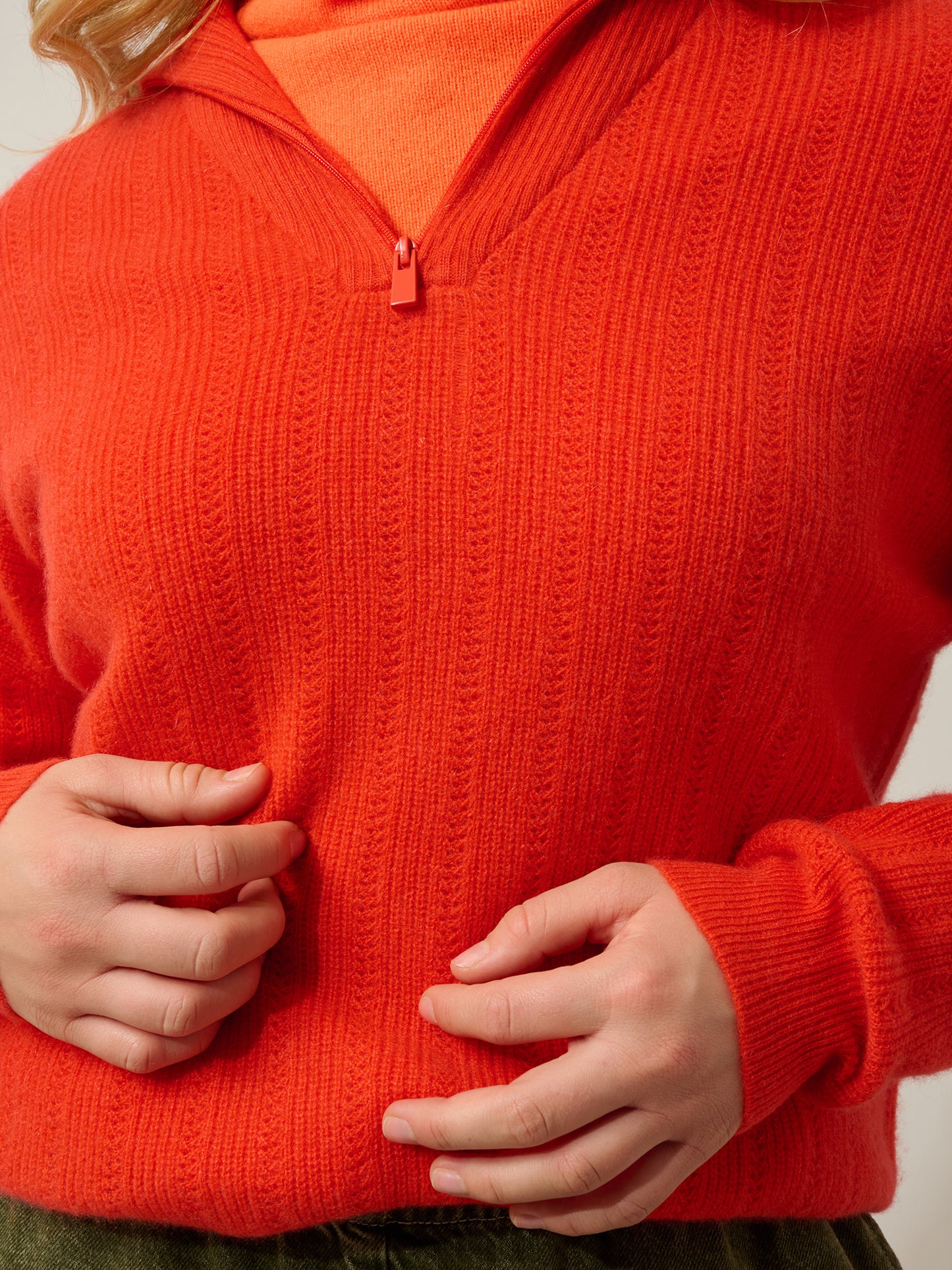 MARIE pull camionneur orange 100% cachemire