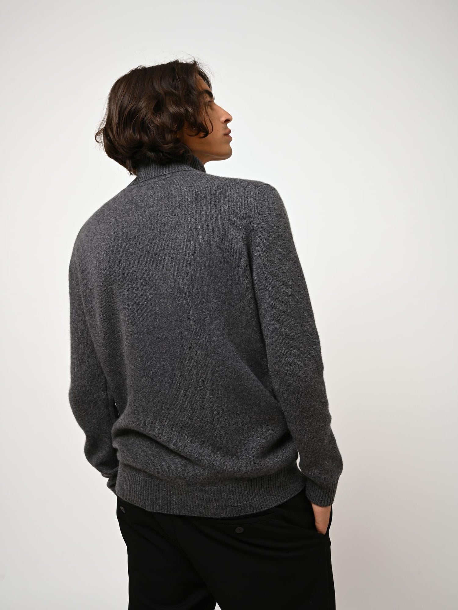 MARTIN 4-thread turtleneck sweater anthracite mottled 100% cashmere