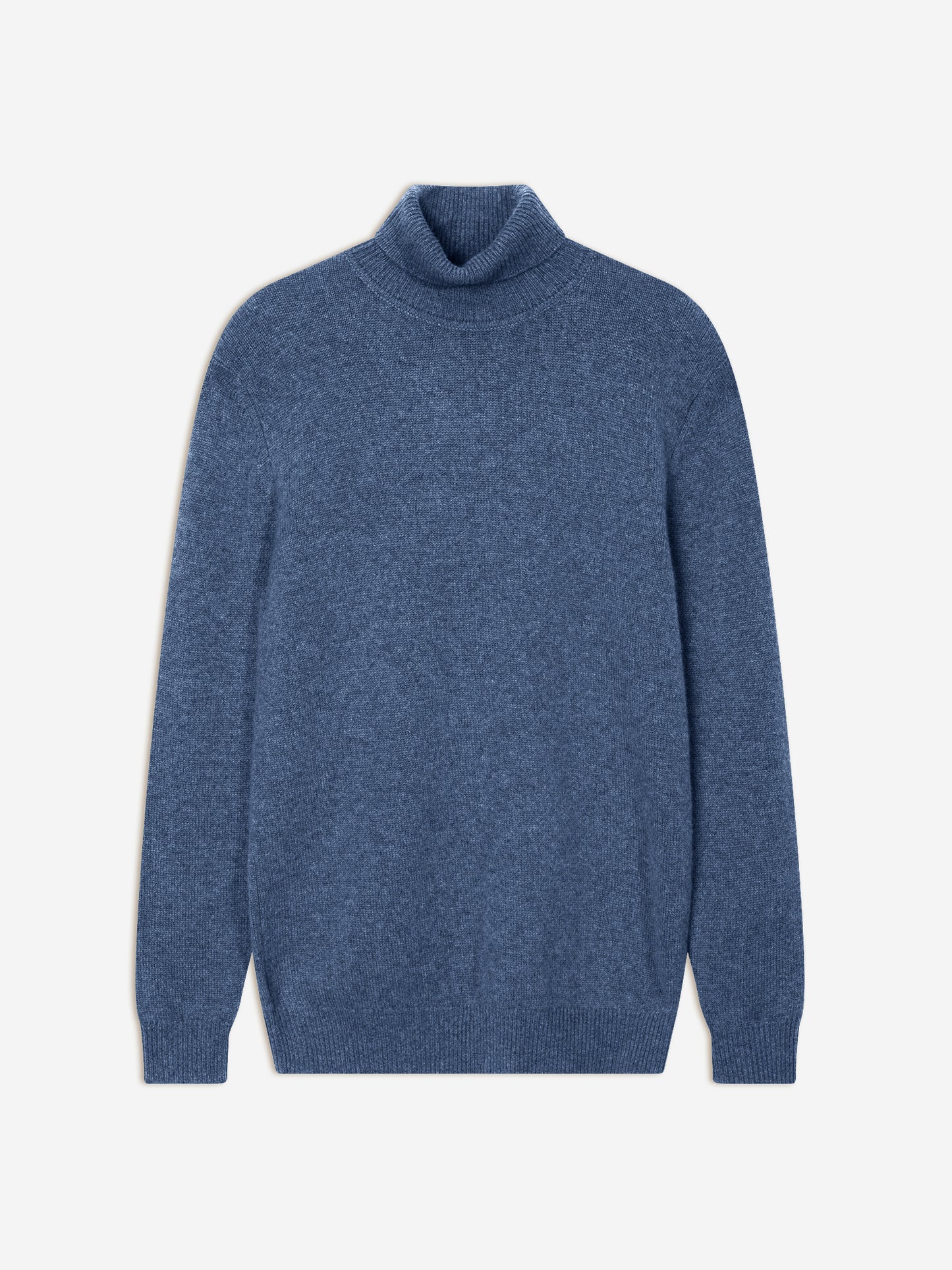 MARTIN pull col roulé 4 fils bleu denim 100% cachemire