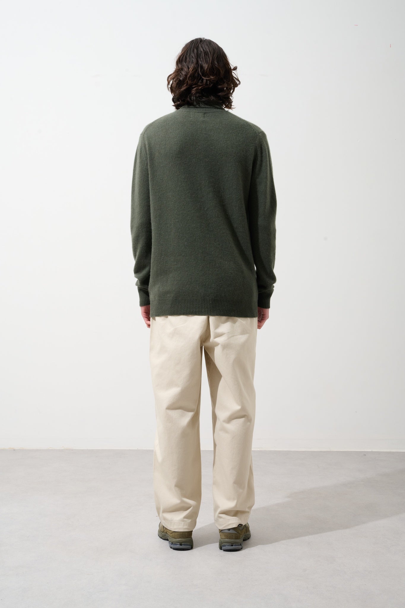 MARTIN 4-thread khaki turtleneck sweater 100% cashmere