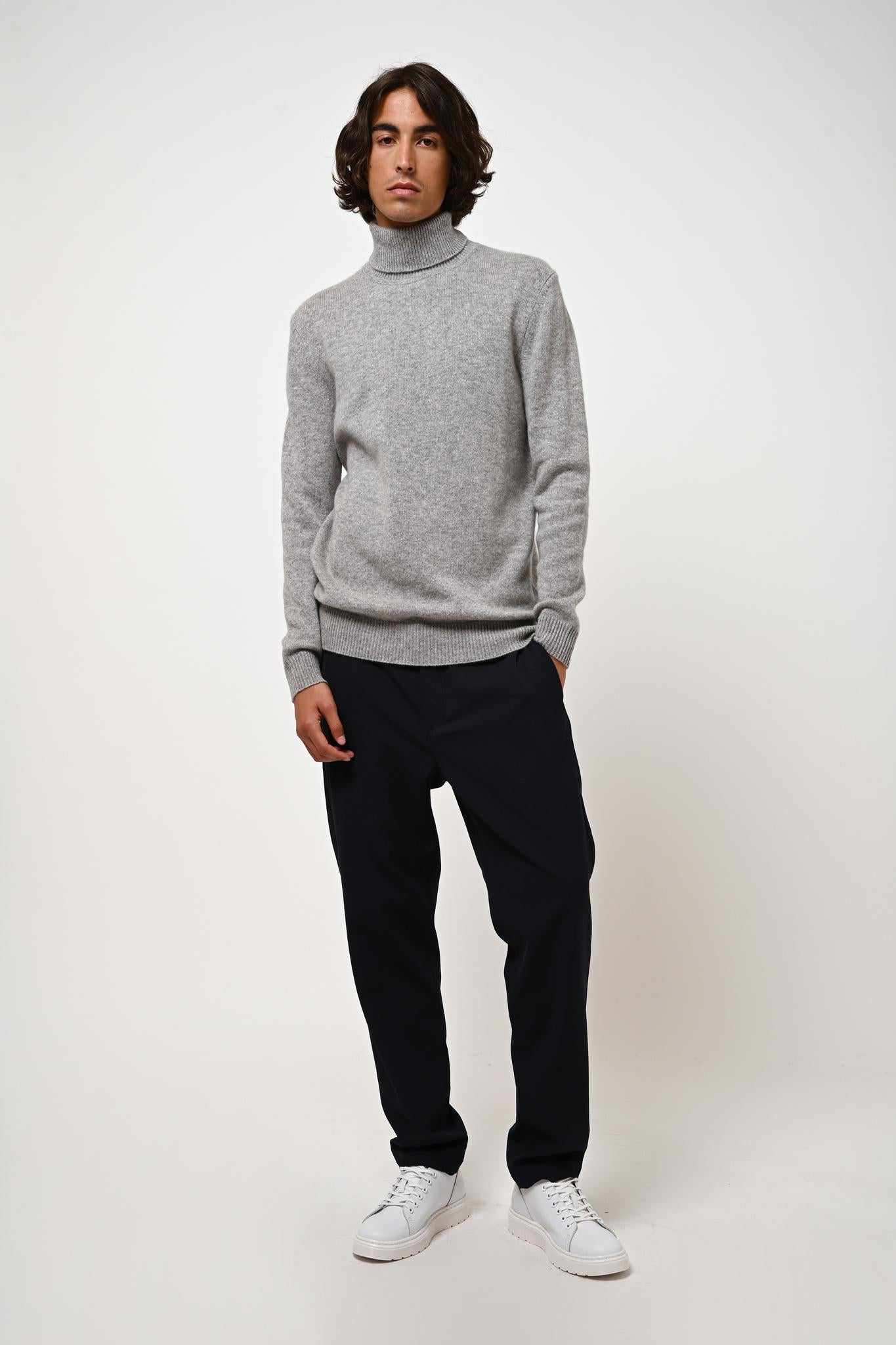 MARTIN 4-thread turtleneck sweater nuage chiné 100% cashmere