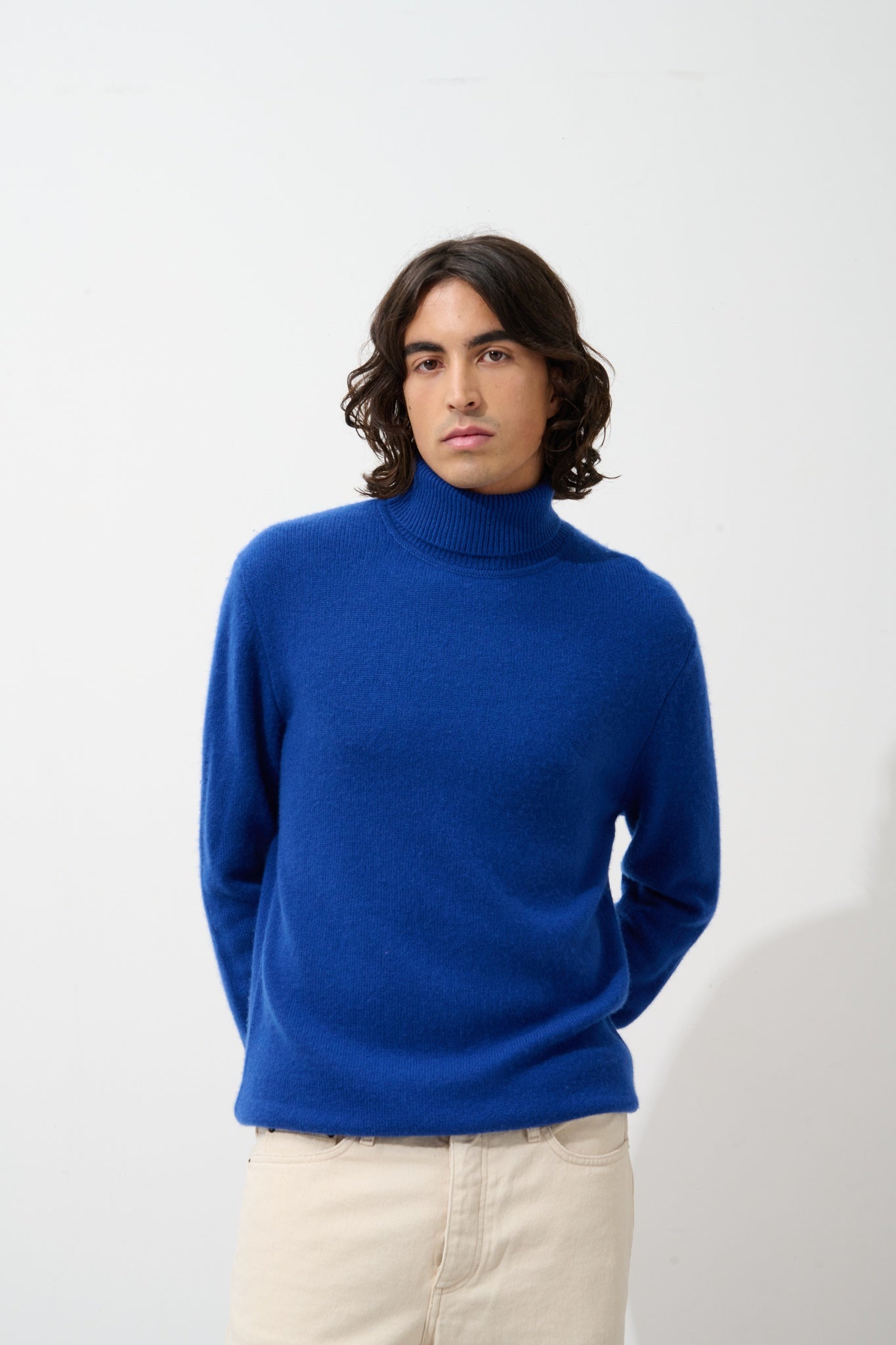 MARTIN 4-thread ultramarine turtleneck sweater 100% cashmere