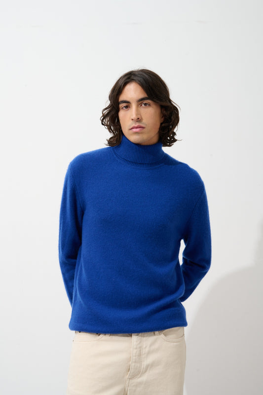 MARTIN 4-thread ultramarine turtleneck sweater 100% cashmere