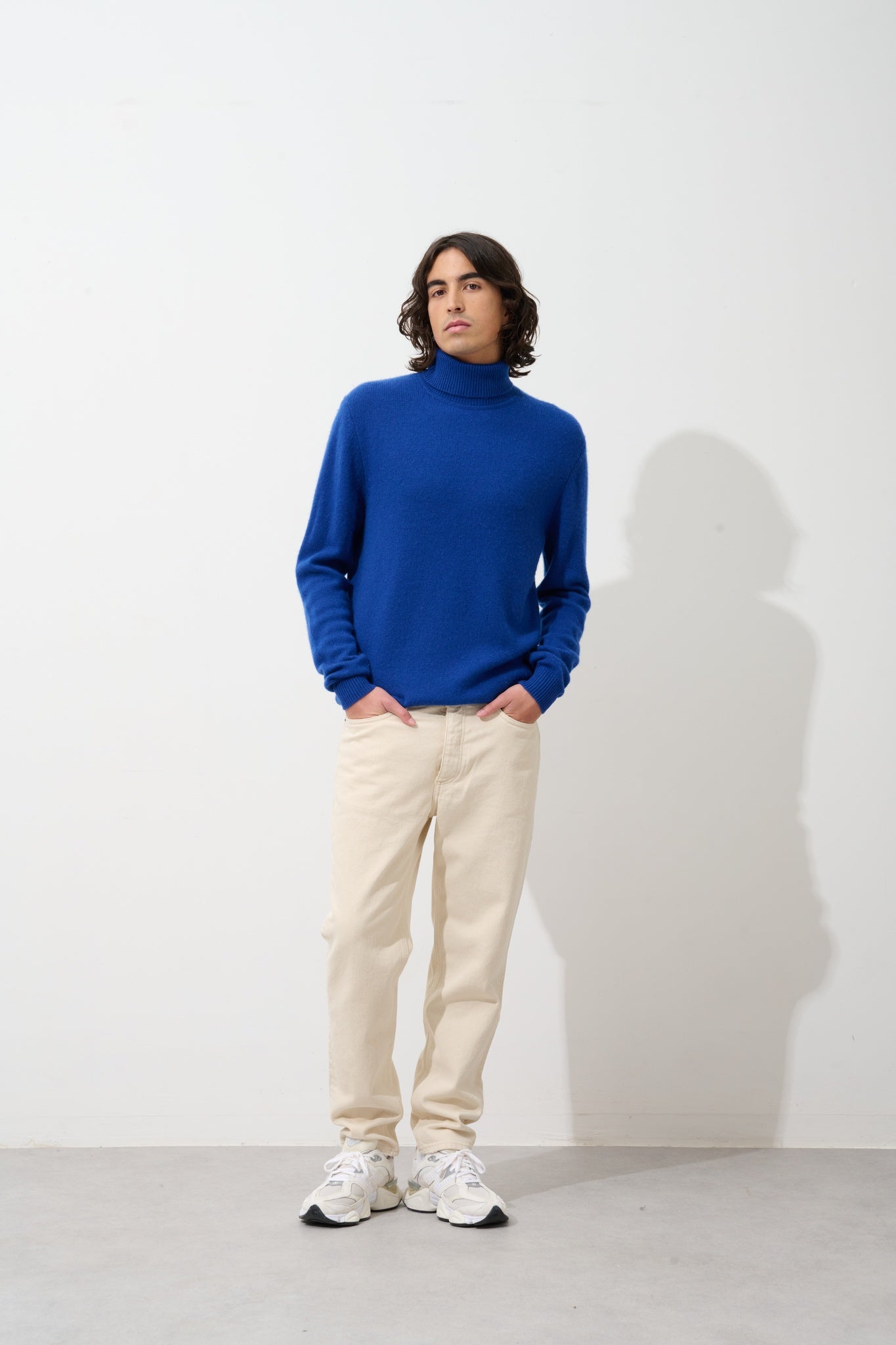MARTIN 4-thread ultramarine turtleneck sweater 100% cashmere