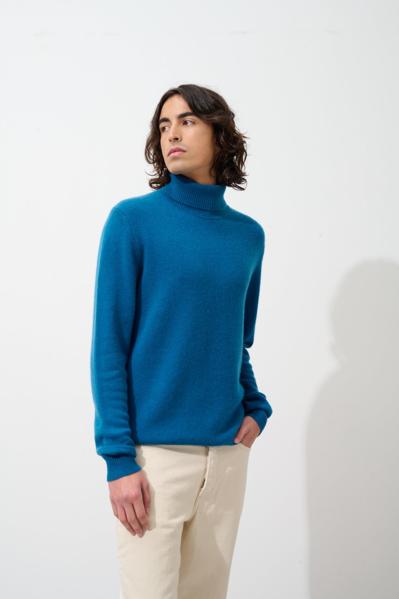 MARTIN 4-thread peacock turtleneck sweater 100% cashmere